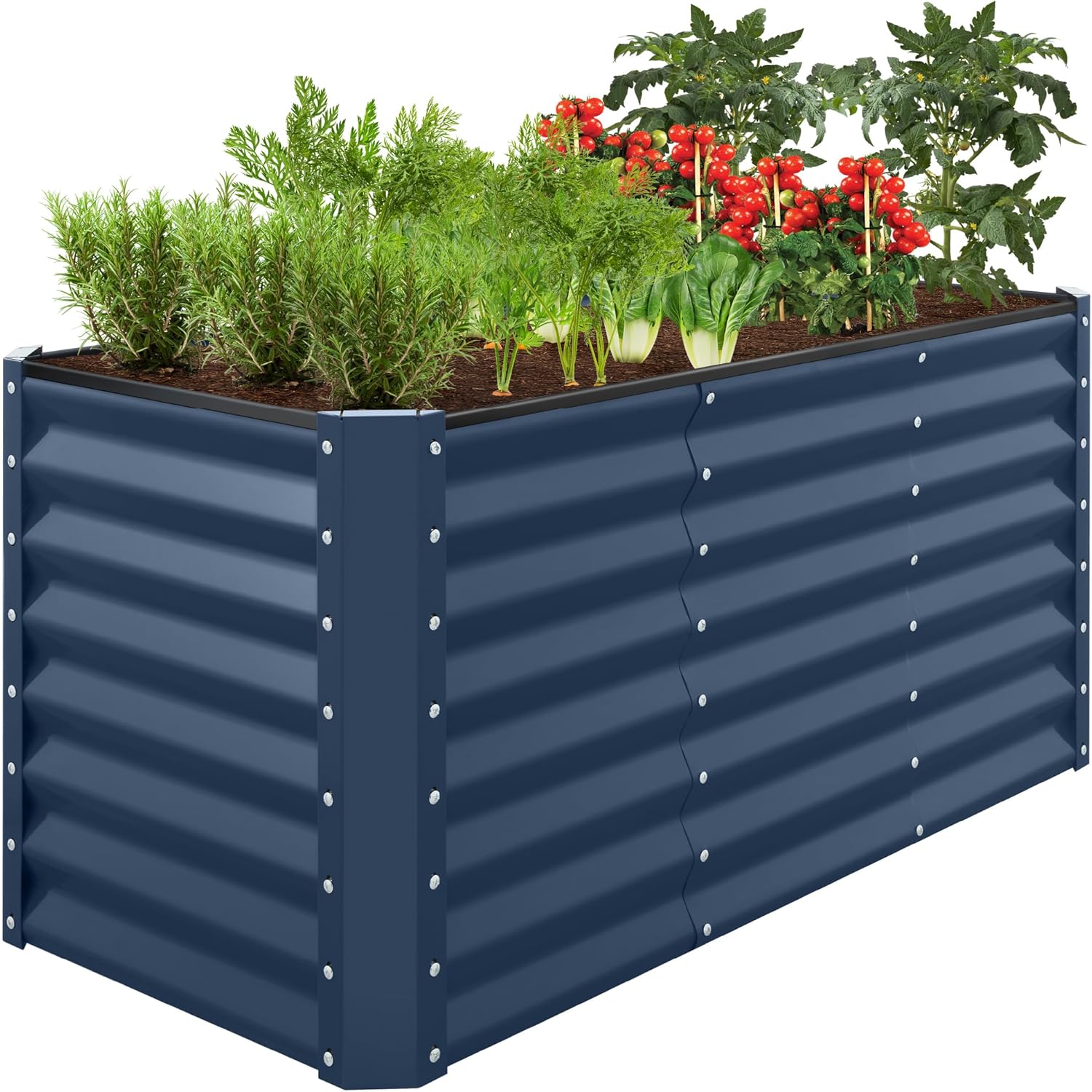 Best Choice Products 8x4x2ft Outdoor Metal Raised Garden Bed, Deep Root Planter Box for Vegetables, Herbs & Flowers, 478-Gallon Capacity, 100% Non Toxic Materials - Gray