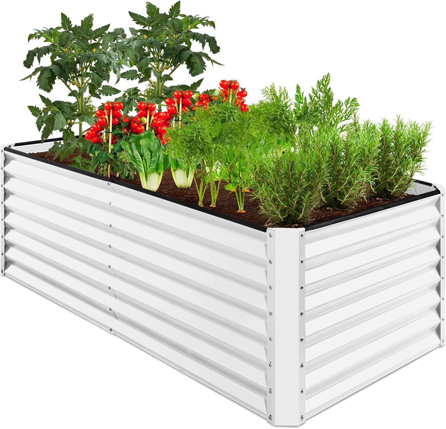 Best Choice Products 8x4x2ft Outdoor Metal Raised Garden Bed, Deep Root Planter Box for Vegetables, Herbs & Flowers, 478-Gallon Capacity, 100% Non Toxic Materials - Gray