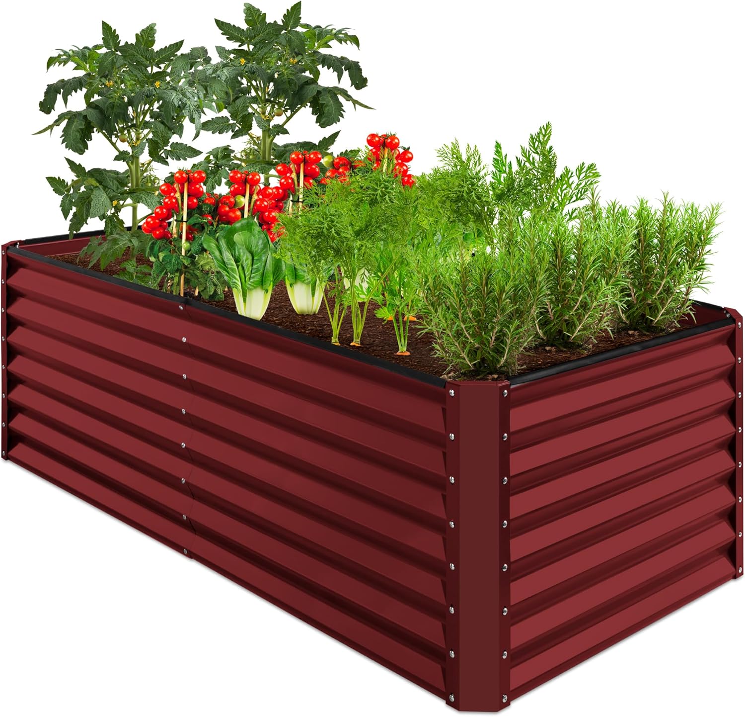 Best Choice Products 8x4x2ft Outdoor Metal Raised Garden Bed, Deep Root Planter Box for Vegetables, Herbs & Flowers, 478-Gallon Capacity, 100% Non Toxic Materials - Gray