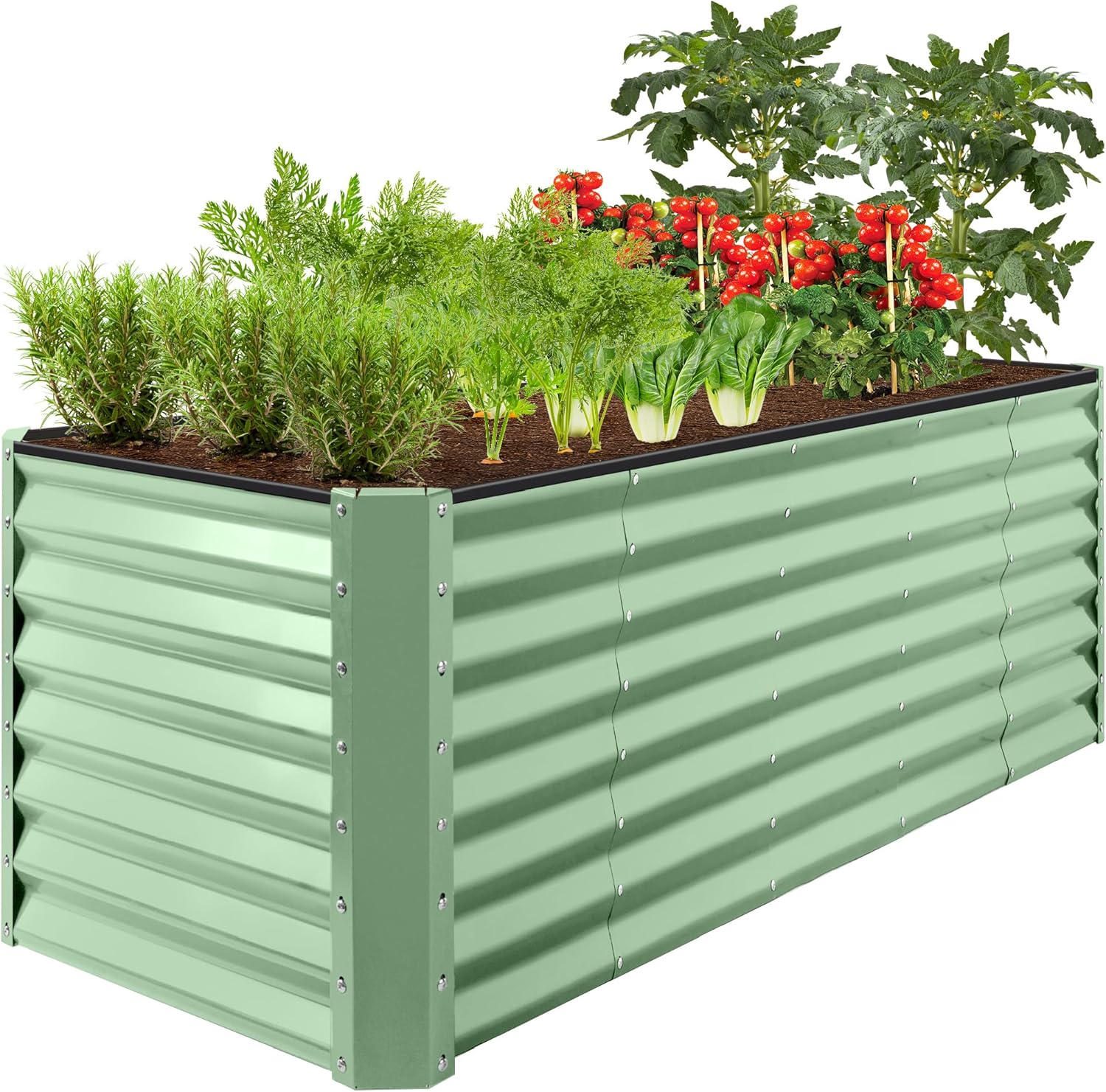 Best Choice Products 8x4x2ft Outdoor Metal Raised Garden Bed, Deep Root Planter Box for Vegetables, Herbs & Flowers, 478-Gallon Capacity, 100% Non Toxic Materials - Gray