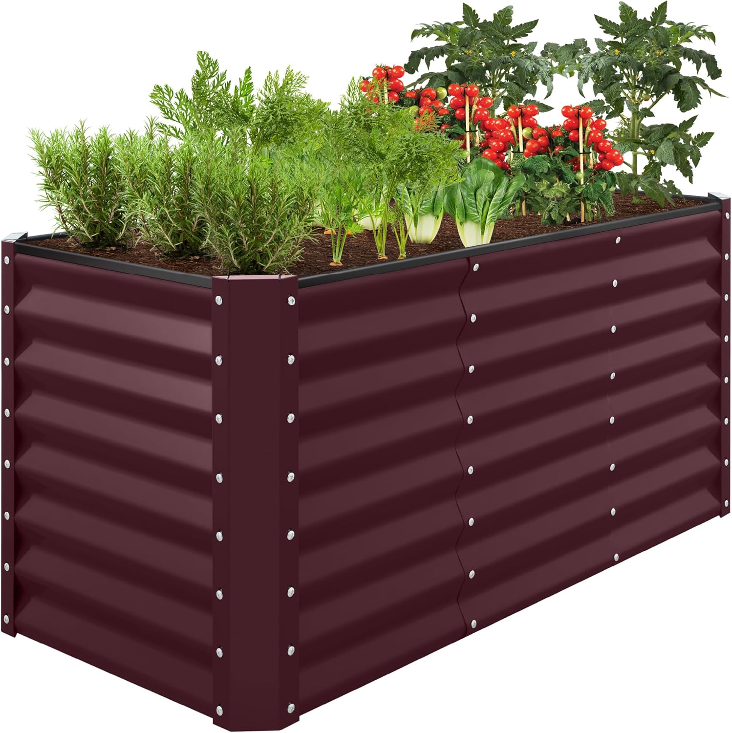 Best Choice Products 8x4x2ft Outdoor Metal Raised Garden Bed, Deep Root Planter Box for Vegetables, Herbs & Flowers, 478-Gallon Capacity, 100% Non Toxic Materials - Gray