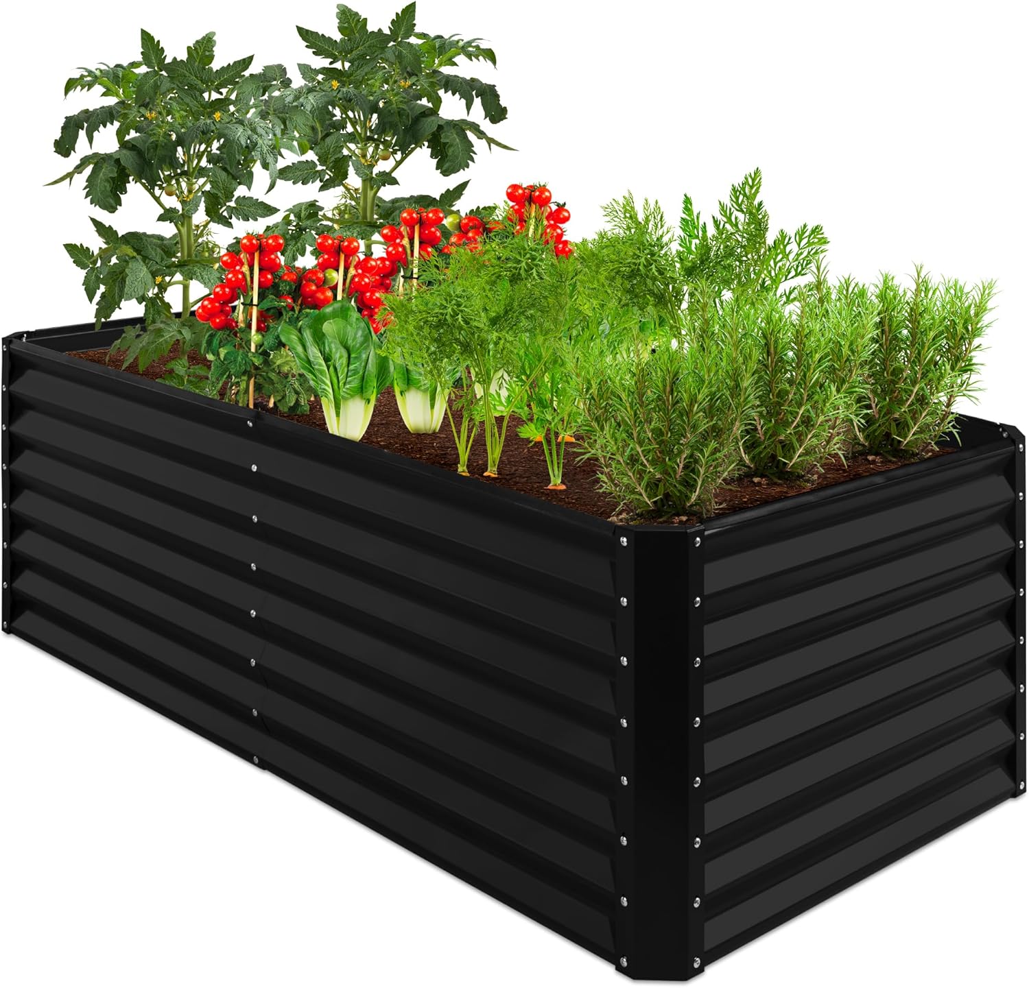 Best Choice Products 8x4x2ft Outdoor Metal Raised Garden Bed, Deep Root Planter Box for Vegetables, Herbs & Flowers, 478-Gallon Capacity, 100% Non Toxic Materials - Gray