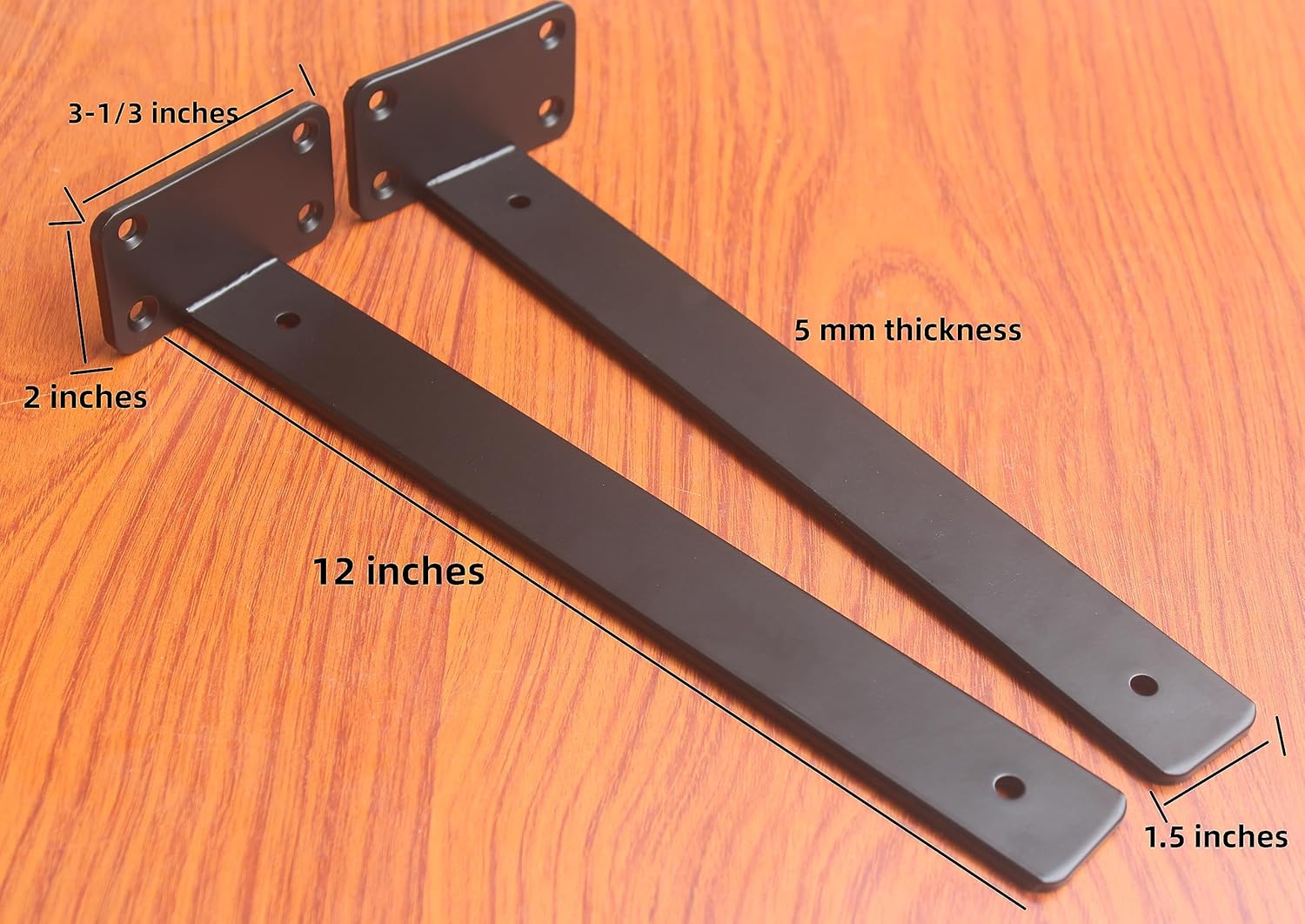 12 Pack - 12 inch Black Hidden L Shelf Bracket (1/5 Inch Thicked) Iron Floating Shelf Brackets Rustic Industrial Metal Brackets for Shelf Support