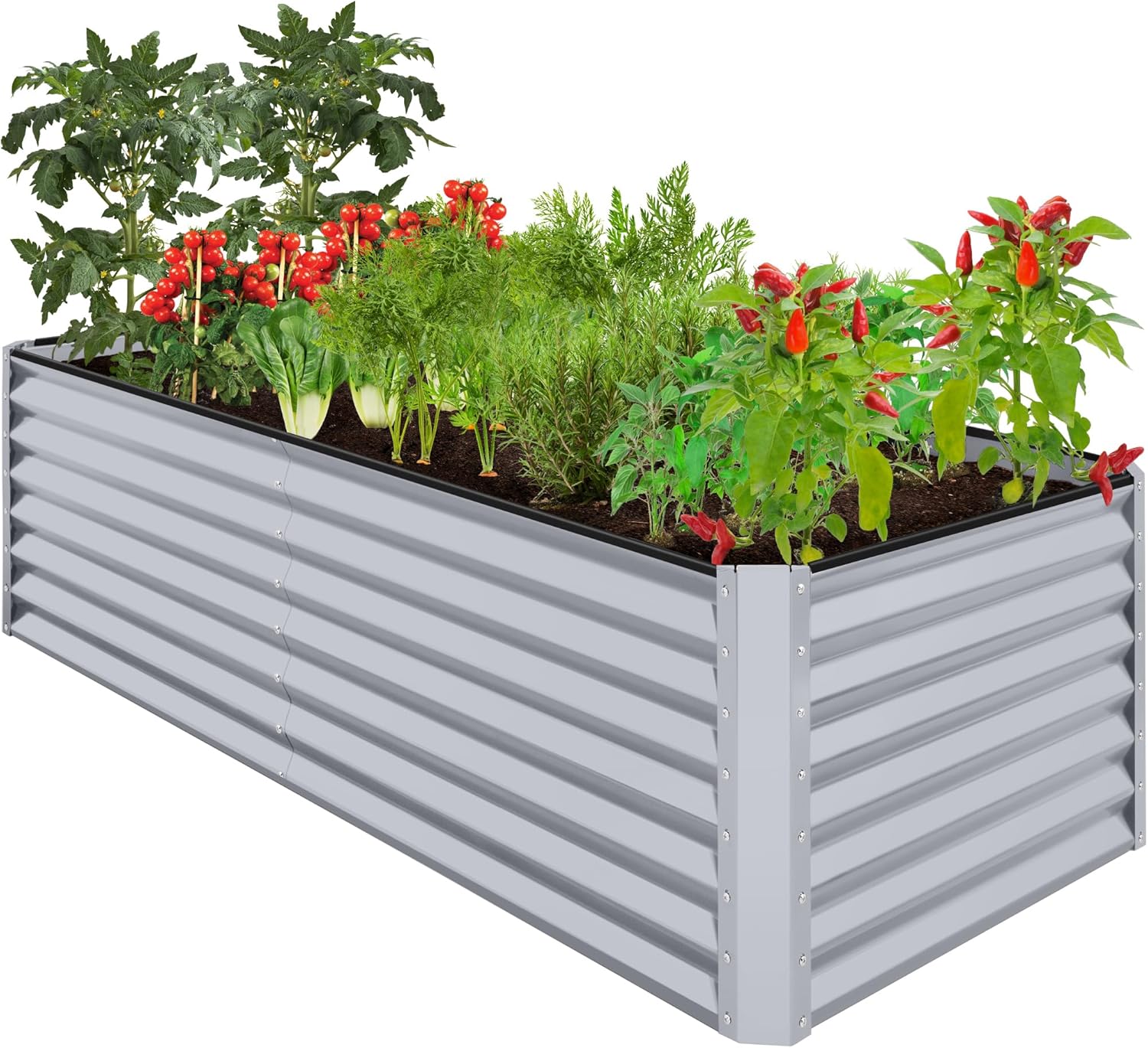Best Choice Products 8x4x2ft Outdoor Metal Raised Garden Bed, Deep Root Planter Box for Vegetables, Herbs & Flowers, 478-Gallon Capacity, 100% Non Toxic Materials - Gray
