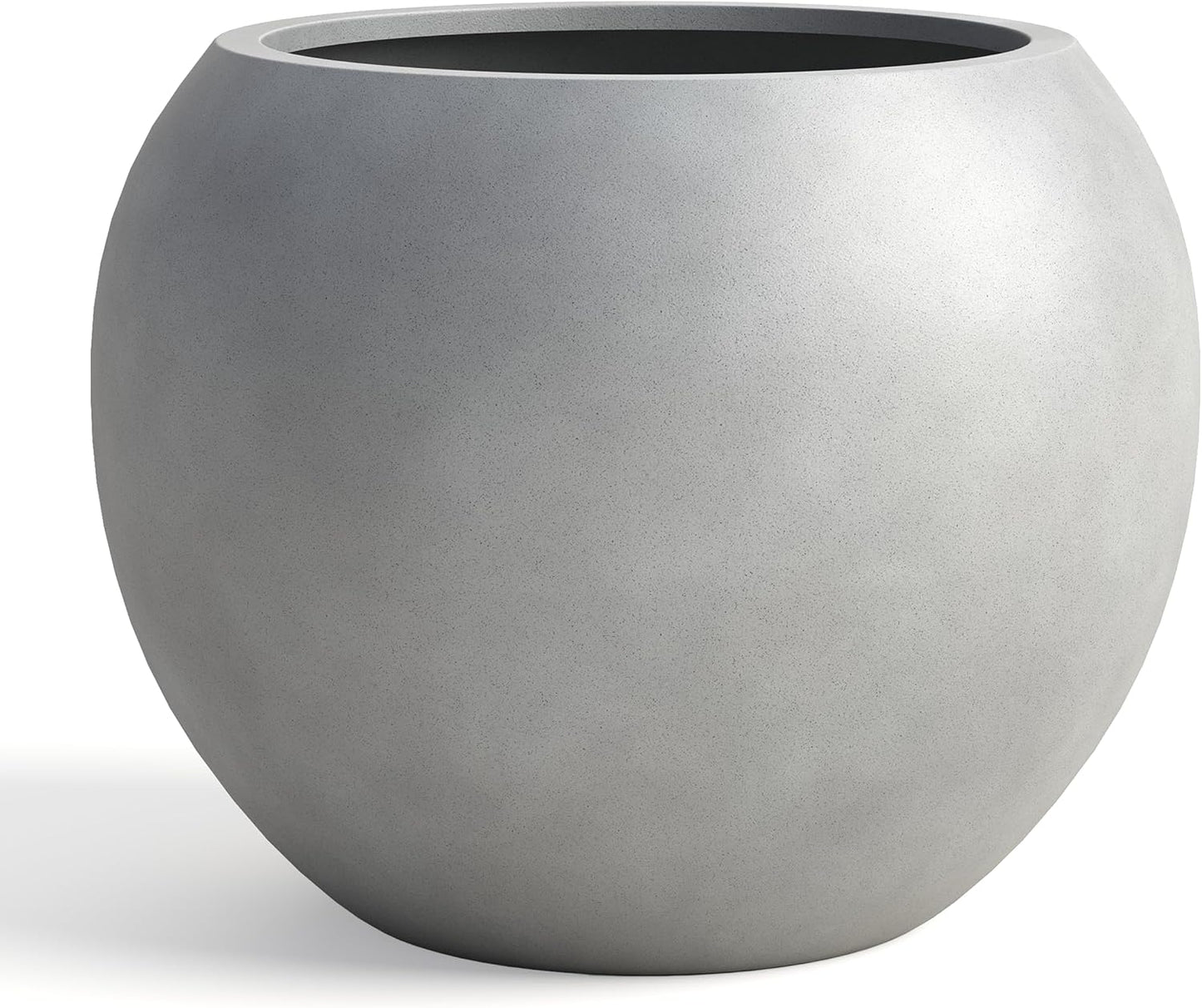 DTY Signature Mount Sherman Modern Indoor Outdoor Fiberstone Sphere Planter, Durable Round Garden Pot, Weather Resistant, Drainage Hole & Rubber Plug, Planter for Christmas Tree - Small, Black