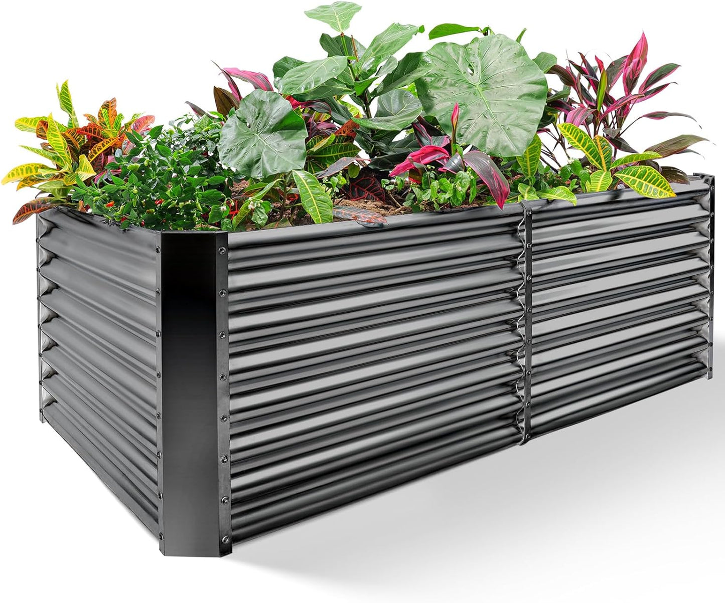 Land Guard 8×4×2 ft Galvanized Raised Garden Bed Kit, Galvanized Planter Raised Garden Boxes Outdoor, Large Metal Raised Garden Beds for Vegetables.
