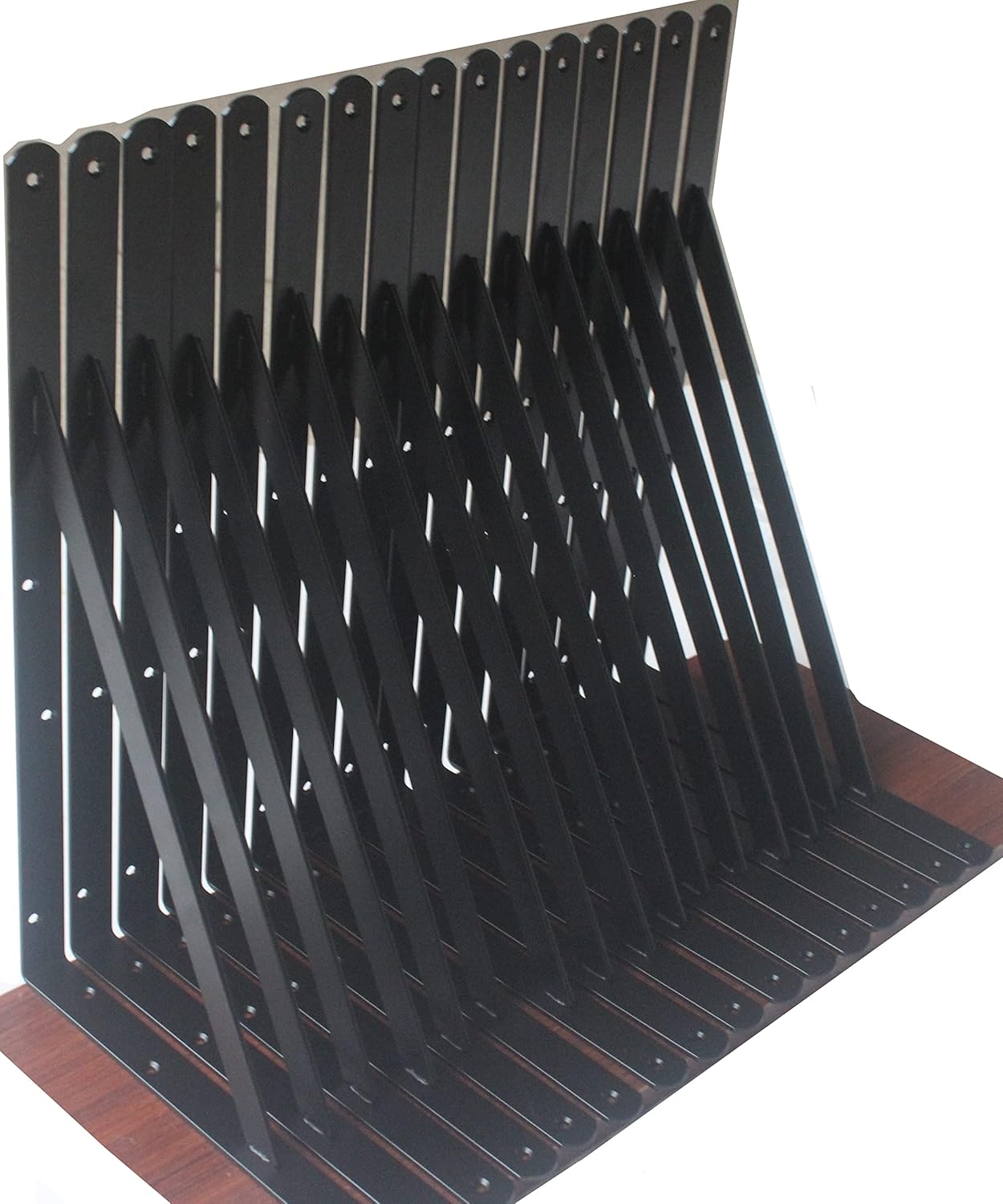 16 Pack L10 x H 8" Black Heavy Duty Shelf Brackets with Screws Metal Shelf Brackets Shelf Support Angle Brackets for Shelves L Brackets Heavy Duty Floating Shelf