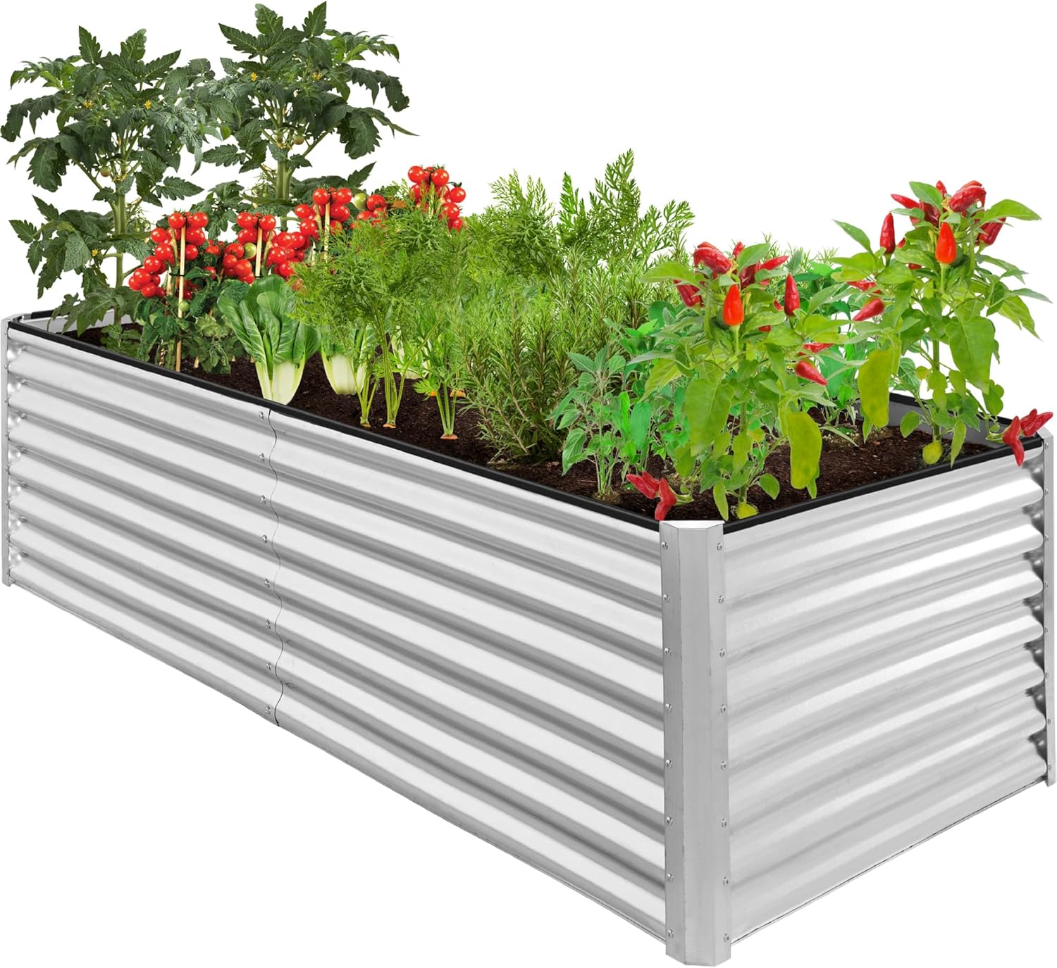 Best Choice Products 8x4x2ft Outdoor Metal Raised Garden Bed, Deep Root Planter Box for Vegetables, Herbs & Flowers, 478-Gallon Capacity, 100% Non Toxic Materials - Gray