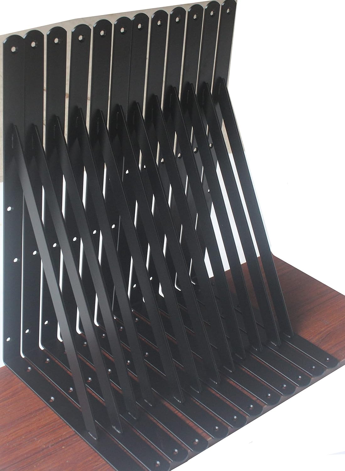 12 Pack L14 x H 10" Black Heavy Duty Shelf Brackets with Screws Metal Shelf Brackets Shelf Support Angle Brackets for Shelves L Brackets Heavy Duty Floating Shelf
