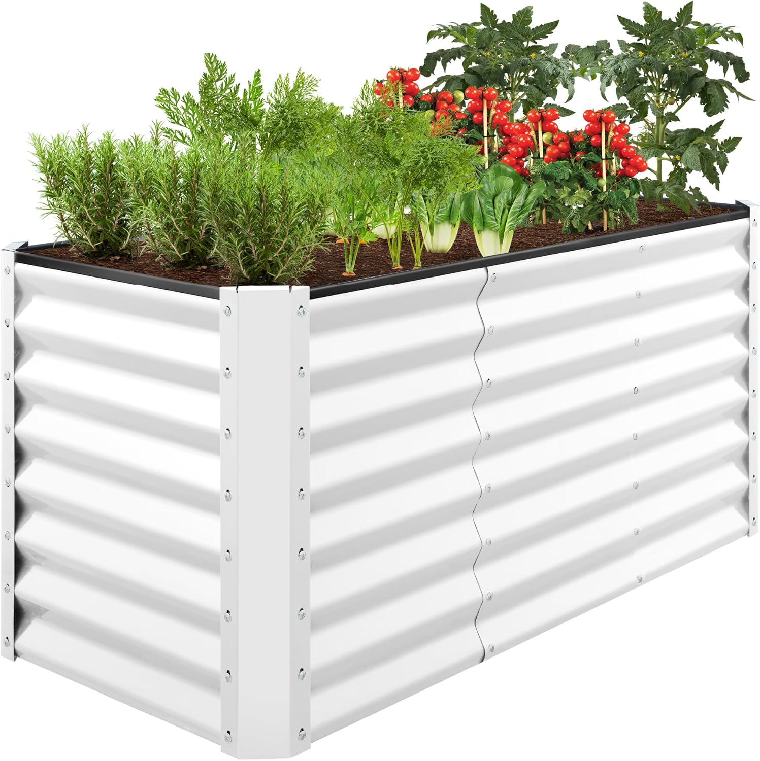 Best Choice Products 8x4x2ft Outdoor Metal Raised Garden Bed, Deep Root Planter Box for Vegetables, Herbs & Flowers, 478-Gallon Capacity, 100% Non Toxic Materials - Gray