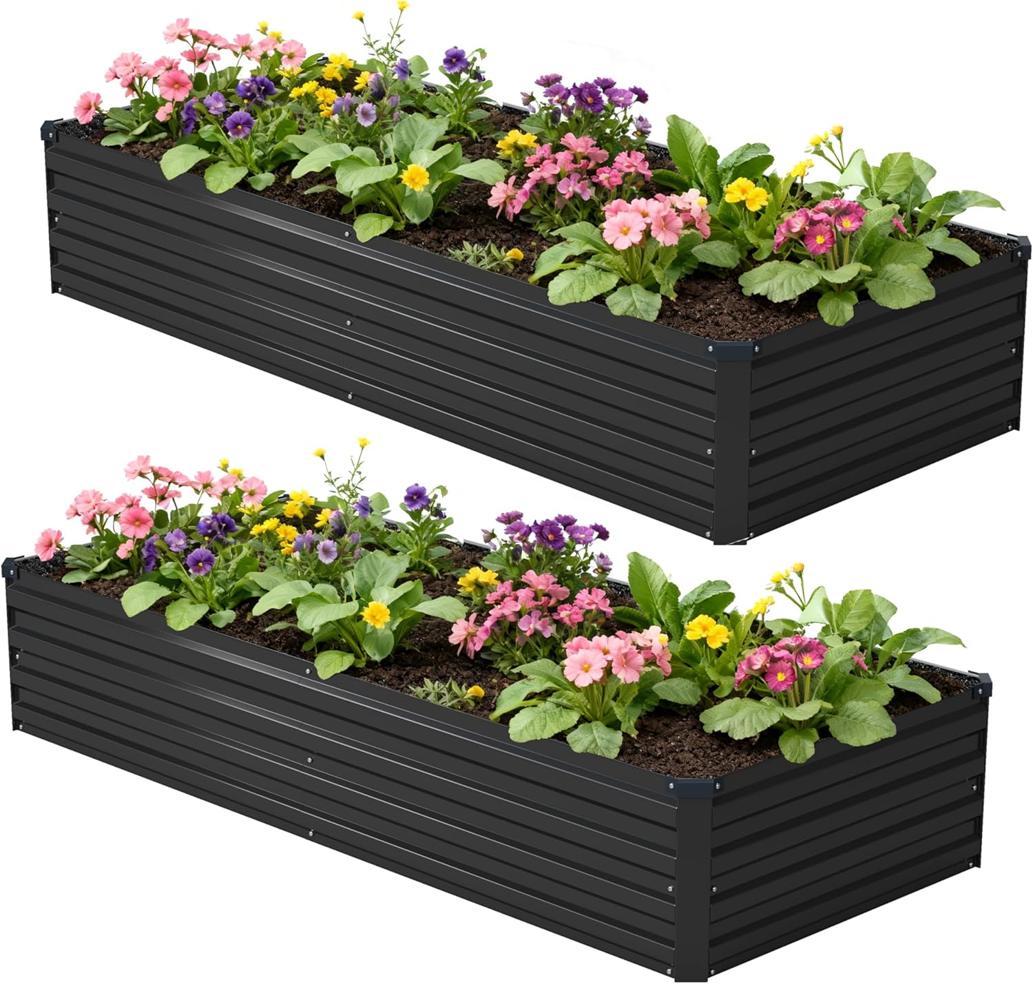 8x4x1ft(2 Pack) Galvanized Raised Garden Bed,Outdoor Planter Box Metal Patio Kit Planting Bed for Vegetables Flowers Herb,Silver