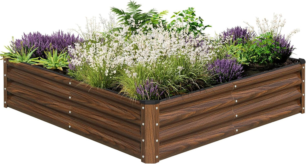 SnugNiture Galvanized Raised Garden Bed 8x4x2FT Outdoor Large Metal Planter Box Steel Kit for Planting Vegetables, Flowers