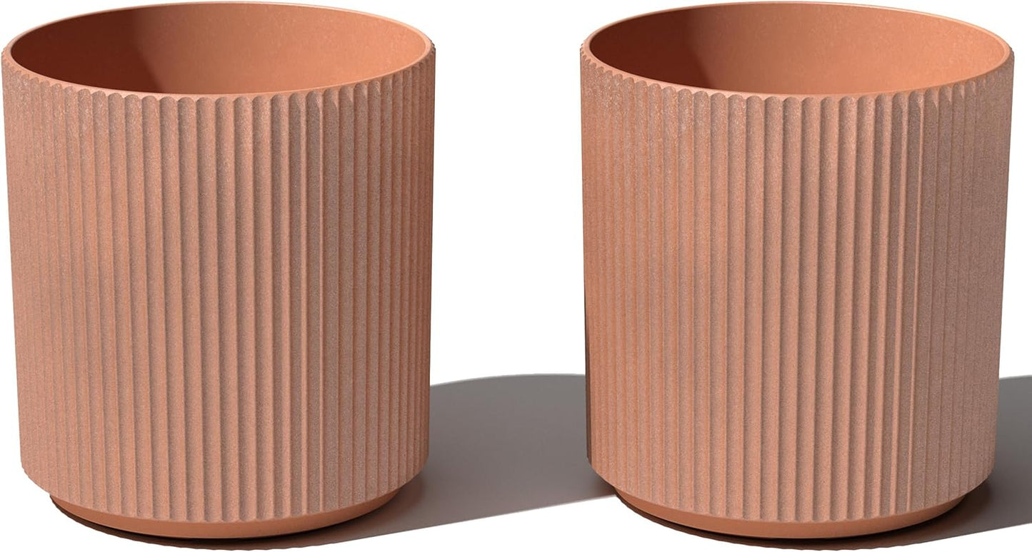 Veradek Demi Series Round Planter for Porch, Patio, Backyard | Durable Plastic-Stone Composite Material | Modern Décor for Tall Plants, Flowers