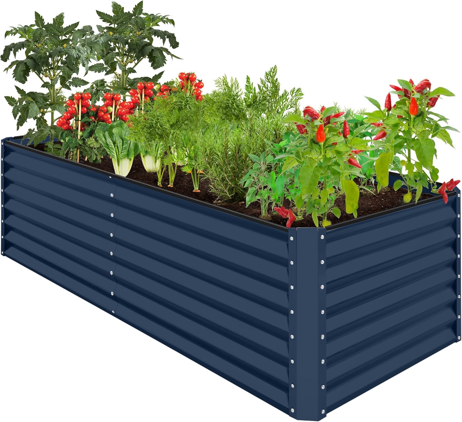 Best Choice Products 8x4x2ft Outdoor Metal Raised Garden Bed, Deep Root Planter Box for Vegetables, Herbs & Flowers, 478-Gallon Capacity, 100% Non Toxic Materials - Gray