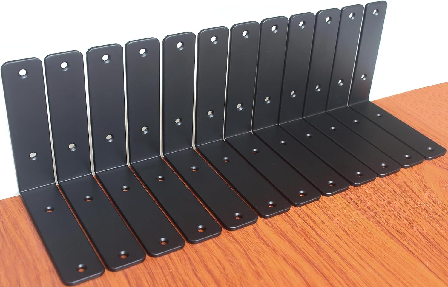 12 Pack - L 8" x H 6" x W1.5, 5mm Thick Black L Shelf Bracket, Iron Shelf Brackets, Metal Shelf Brackets, Floating Shelf, Shelf Supports with Screws
