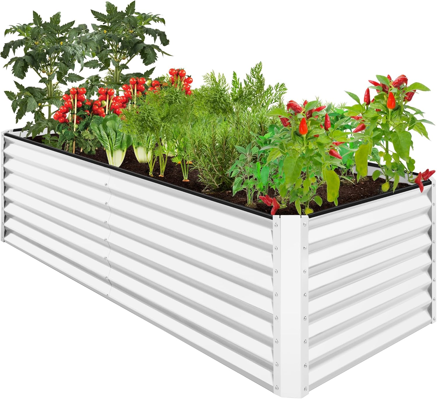 Best Choice Products 8x4x2ft Outdoor Metal Raised Garden Bed, Deep Root Planter Box for Vegetables, Herbs & Flowers, 478-Gallon Capacity, 100% Non Toxic Materials - Gray