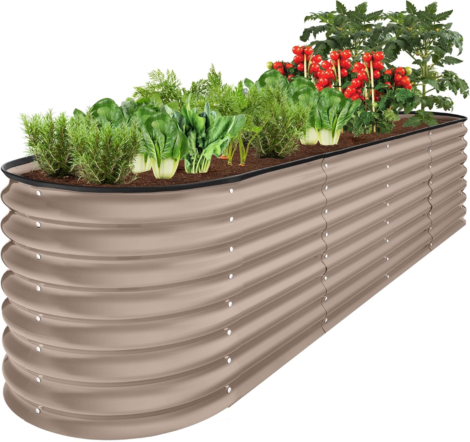 Best Choice Products 8x2x2ft Metal Raised Garden Bed, Oval Outdoor Deep Root Planter Box for Vegetables, Herbs w/ 4 Support Bars, 215 Gal Capacity - Charcoal