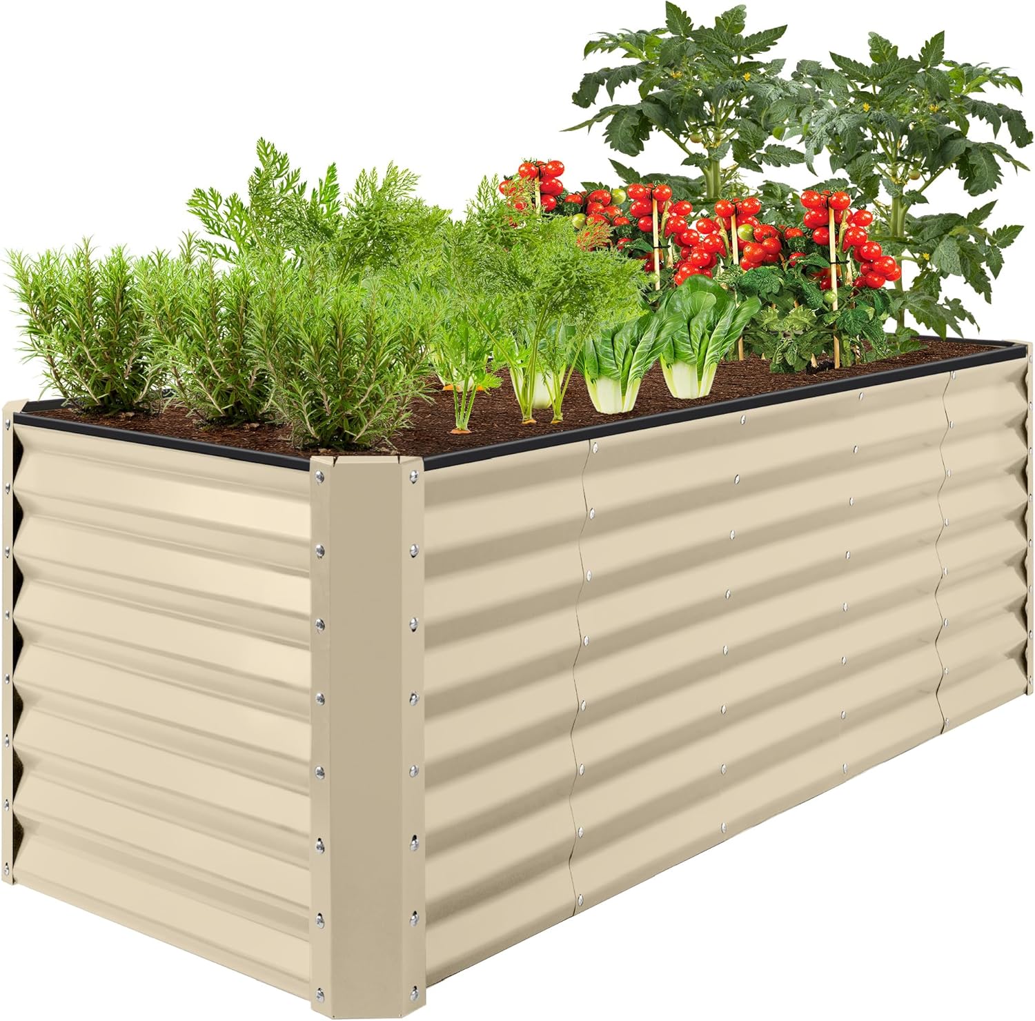 Best Choice Products 8x4x2ft Outdoor Metal Raised Garden Bed, Deep Root Planter Box for Vegetables, Herbs & Flowers, 478-Gallon Capacity, 100% Non Toxic Materials - Gray