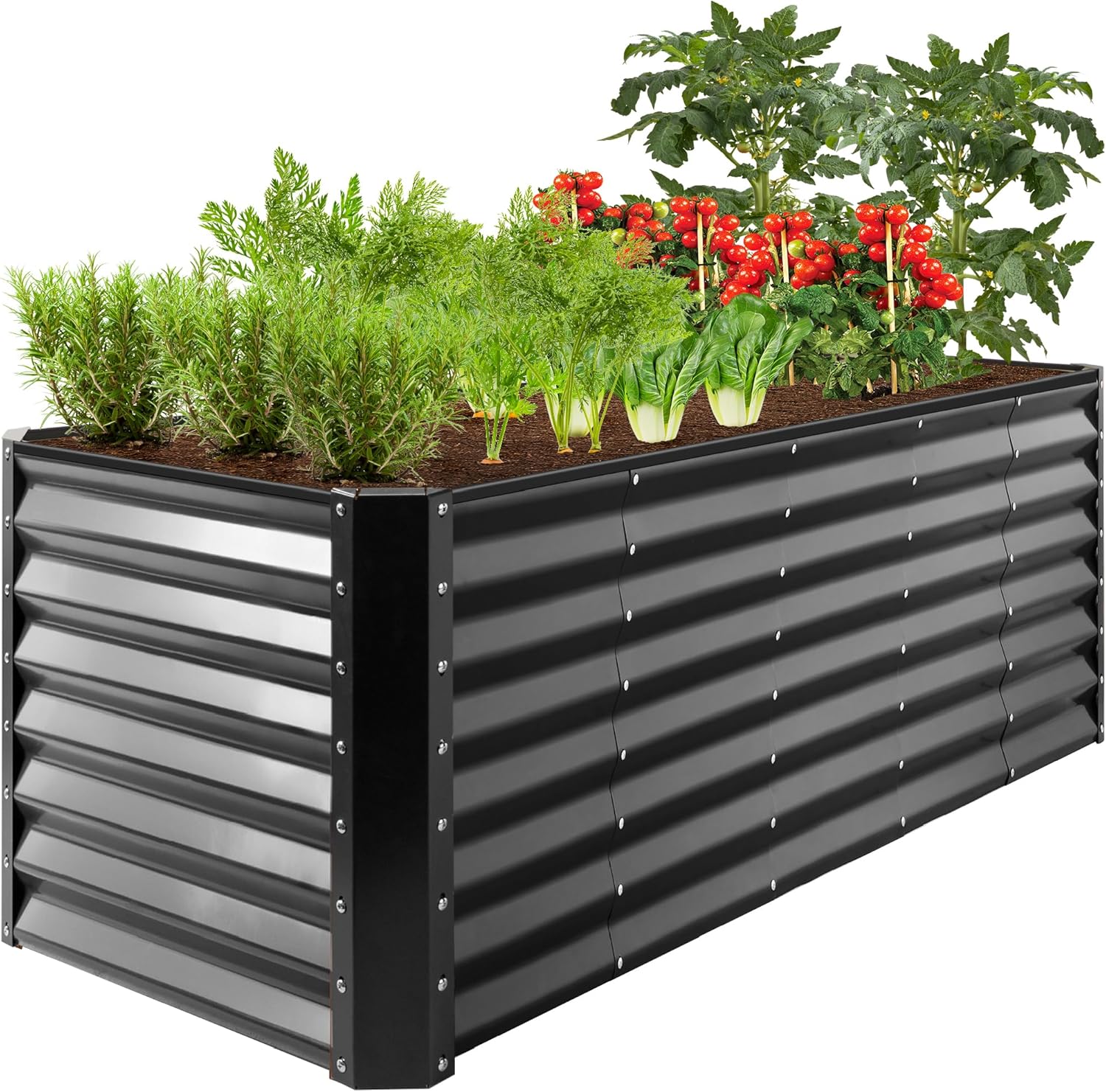 Best Choice Products 8x4x2ft Outdoor Metal Raised Garden Bed, Deep Root Planter Box for Vegetables, Herbs & Flowers, 478-Gallon Capacity, 100% Non Toxic Materials - Gray