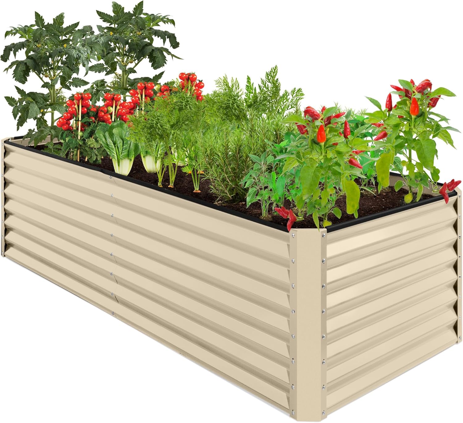 Best Choice Products 8x4x2ft Outdoor Metal Raised Garden Bed, Deep Root Planter Box for Vegetables, Herbs & Flowers, 478-Gallon Capacity, 100% Non Toxic Materials - Gray