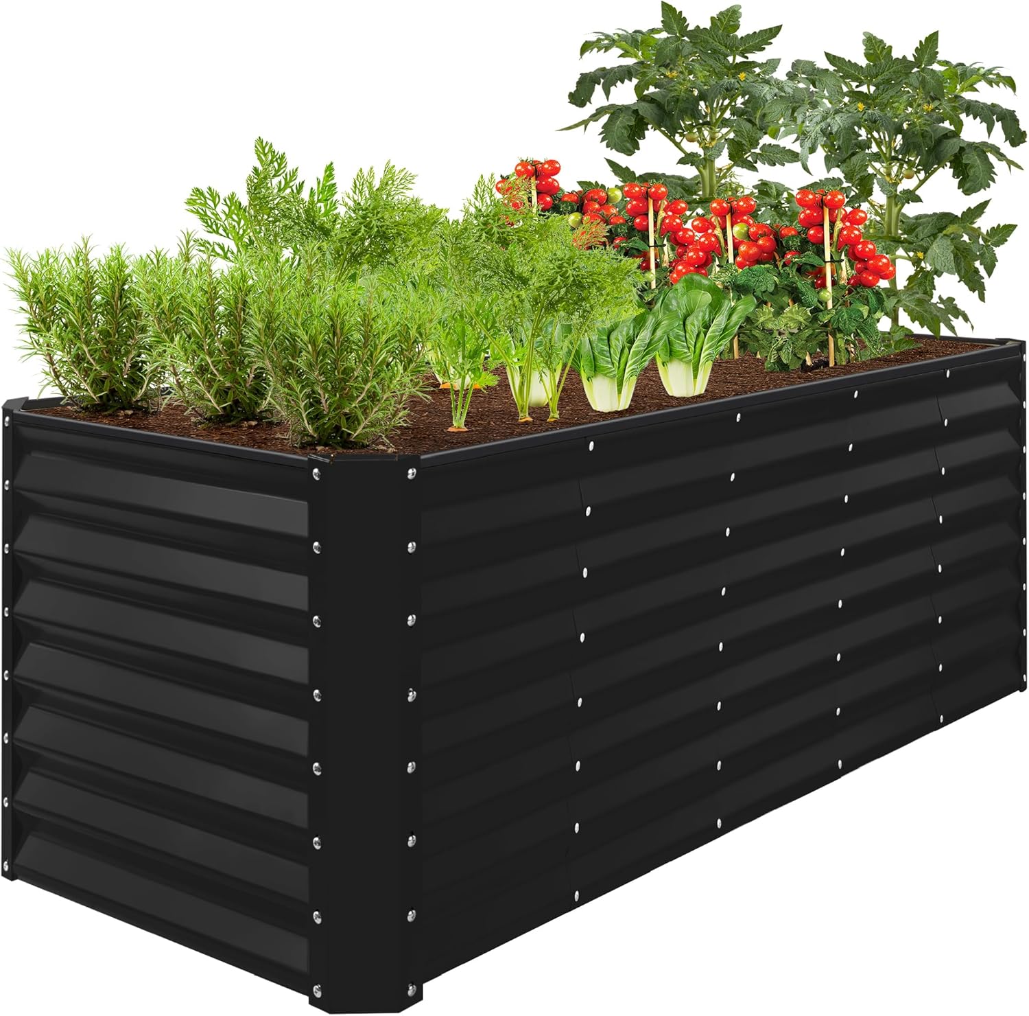 Best Choice Products 8x4x2ft Outdoor Metal Raised Garden Bed, Deep Root Planter Box for Vegetables, Herbs & Flowers, 478-Gallon Capacity, 100% Non Toxic Materials - Gray
