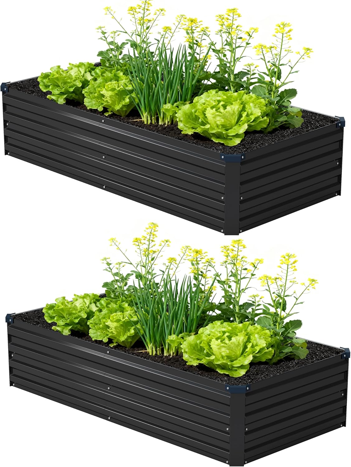 8x4x1ft(2 Pack) Galvanized Raised Garden Bed,Outdoor Planter Box Metal Patio Kit Planting Bed for Vegetables Flowers Herb,Silver
