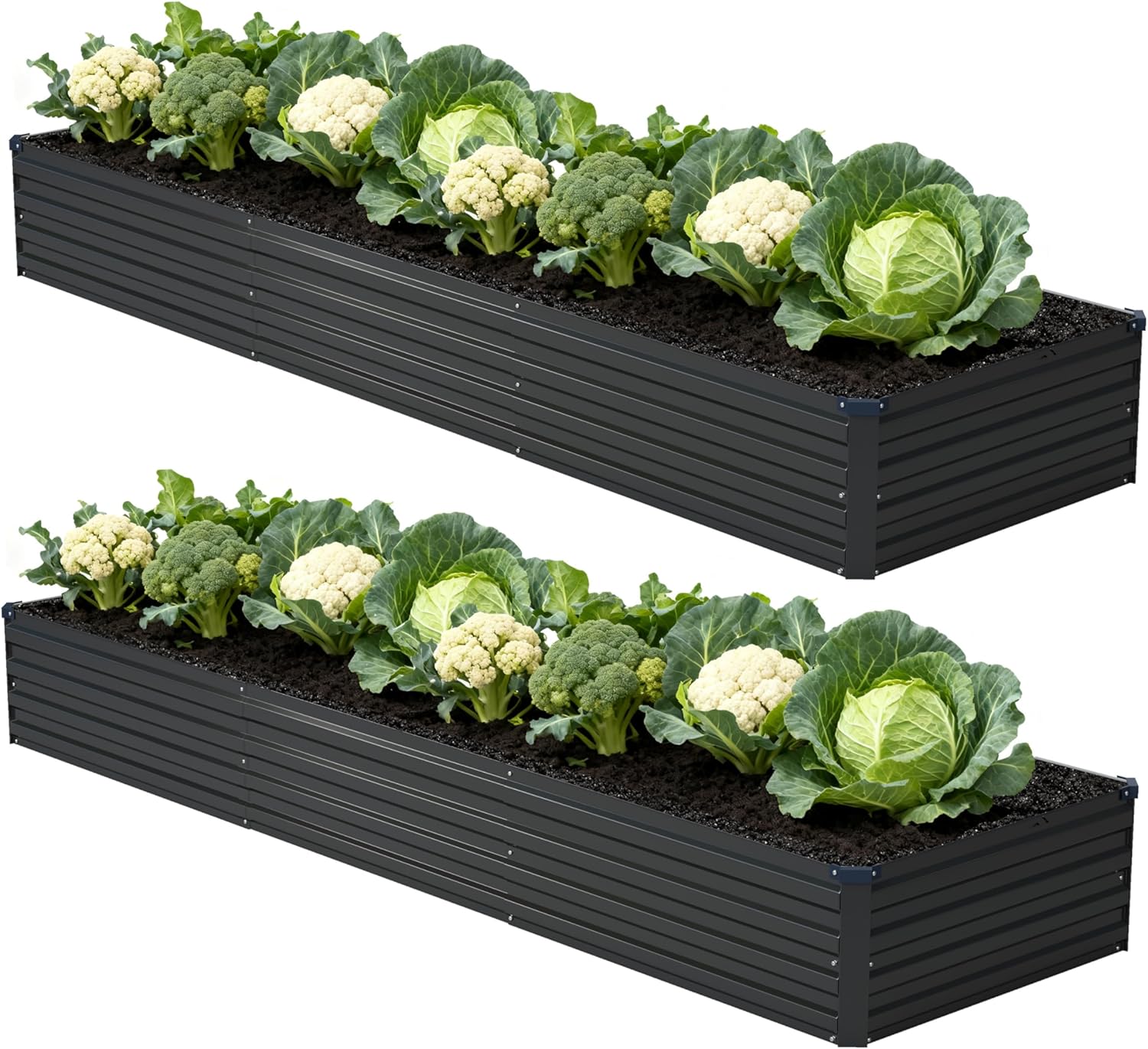 8x4x1ft(2 Pack) Galvanized Raised Garden Bed,Outdoor Planter Box Metal Patio Kit Planting Bed for Vegetables Flowers Herb,Silver