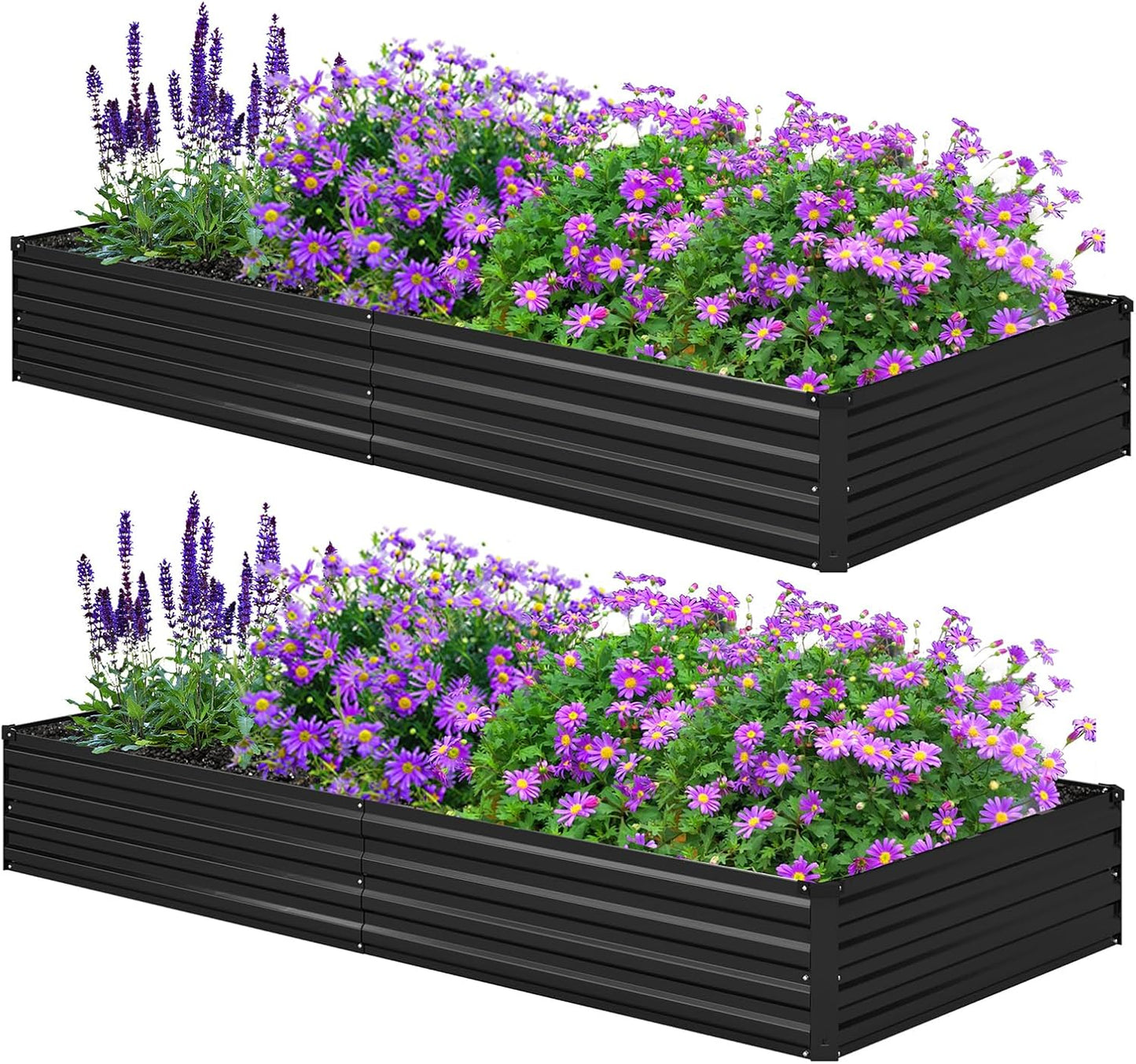 8x4x1ft(2 Pack) Galvanized Raised Garden Bed,Outdoor Planter Box Metal Patio Kit Planting Bed for Vegetables Flowers Herb,Silver