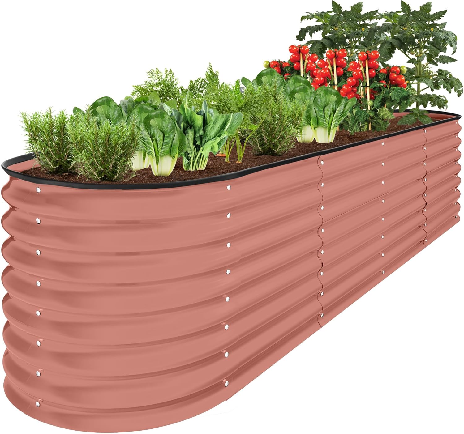 Best Choice Products 8x2x2ft Metal Raised Garden Bed, Oval Outdoor Deep Root Planter Box for Vegetables, Herbs w/ 4 Support Bars, 215 Gal Capacity - Charcoal