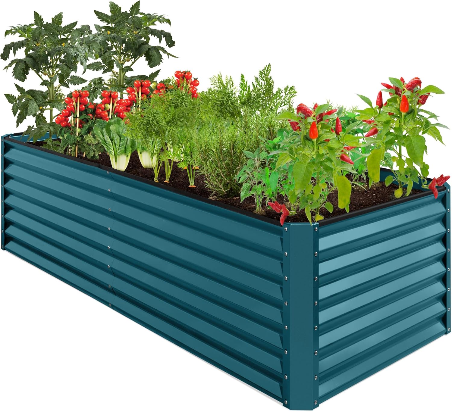 Best Choice Products 8x4x2ft Outdoor Metal Raised Garden Bed, Deep Root Planter Box for Vegetables, Herbs & Flowers, 478-Gallon Capacity, 100% Non Toxic Materials - Gray