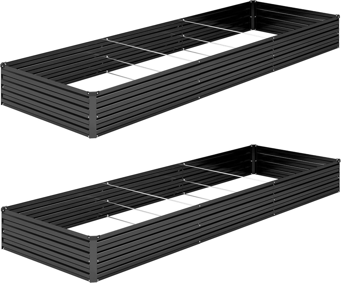 2PCS 12x4x1FT Galvanized Raised Garden Bed Kit,Vegetable Boxes-Rectangle Metal Flower Box,Large Planter Raised Beds Outdoor Garden for Planting,Fruit,Herb-Sliver