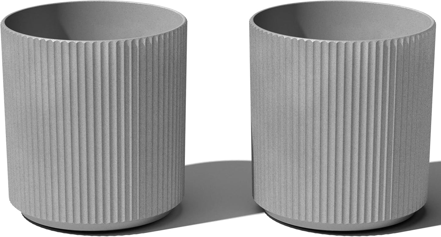 Veradek Demi Series Round Planter for Porch, Patio, Backyard | Durable Plastic-Stone Composite Material | Modern Décor for Tall Plants, Flowers