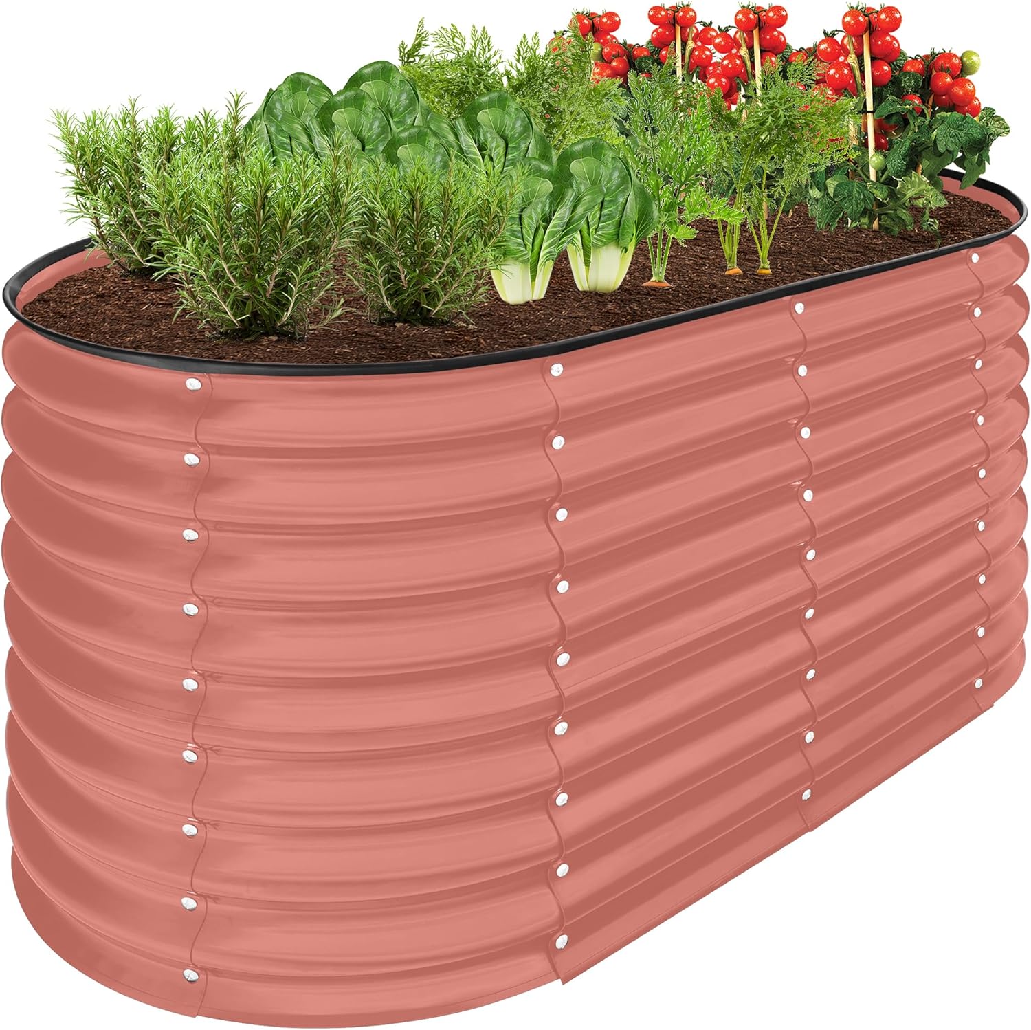 Best Choice Products 8x2x2ft Metal Raised Garden Bed, Oval Outdoor Deep Root Planter Box for Vegetables, Herbs w/ 4 Support Bars, 215 Gal Capacity - Charcoal