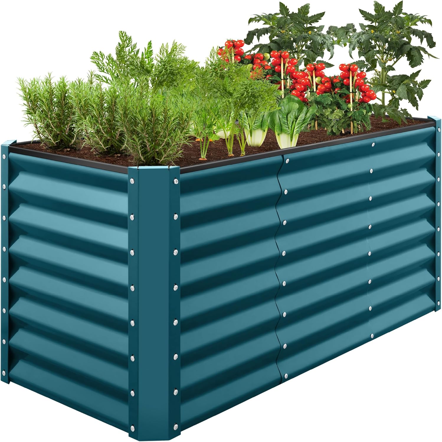 Best Choice Products 8x4x2ft Outdoor Metal Raised Garden Bed, Deep Root Planter Box for Vegetables, Herbs & Flowers, 478-Gallon Capacity, 100% Non Toxic Materials - Gray