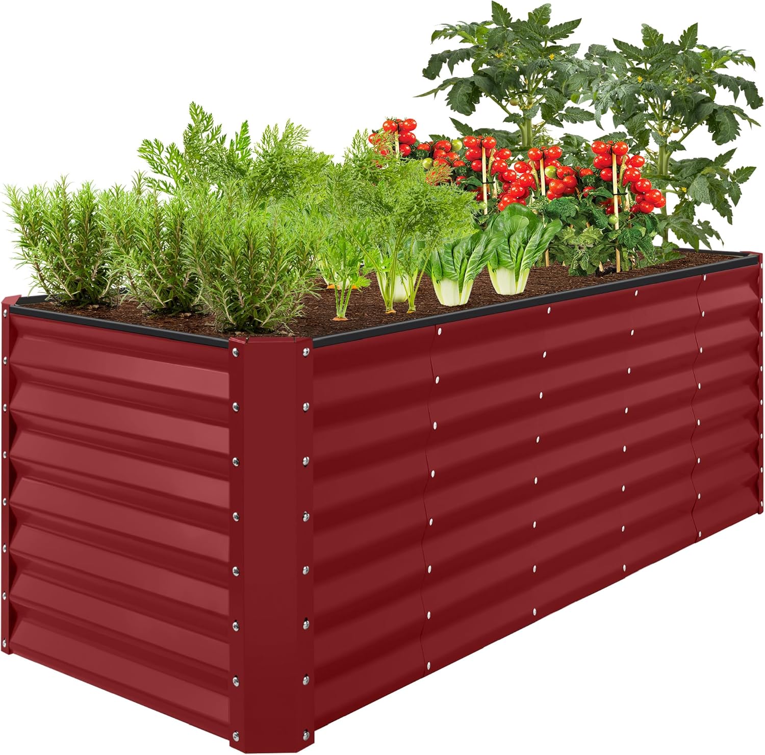 Best Choice Products 8x4x2ft Outdoor Metal Raised Garden Bed, Deep Root Planter Box for Vegetables, Herbs & Flowers, 478-Gallon Capacity, 100% Non Toxic Materials - Gray