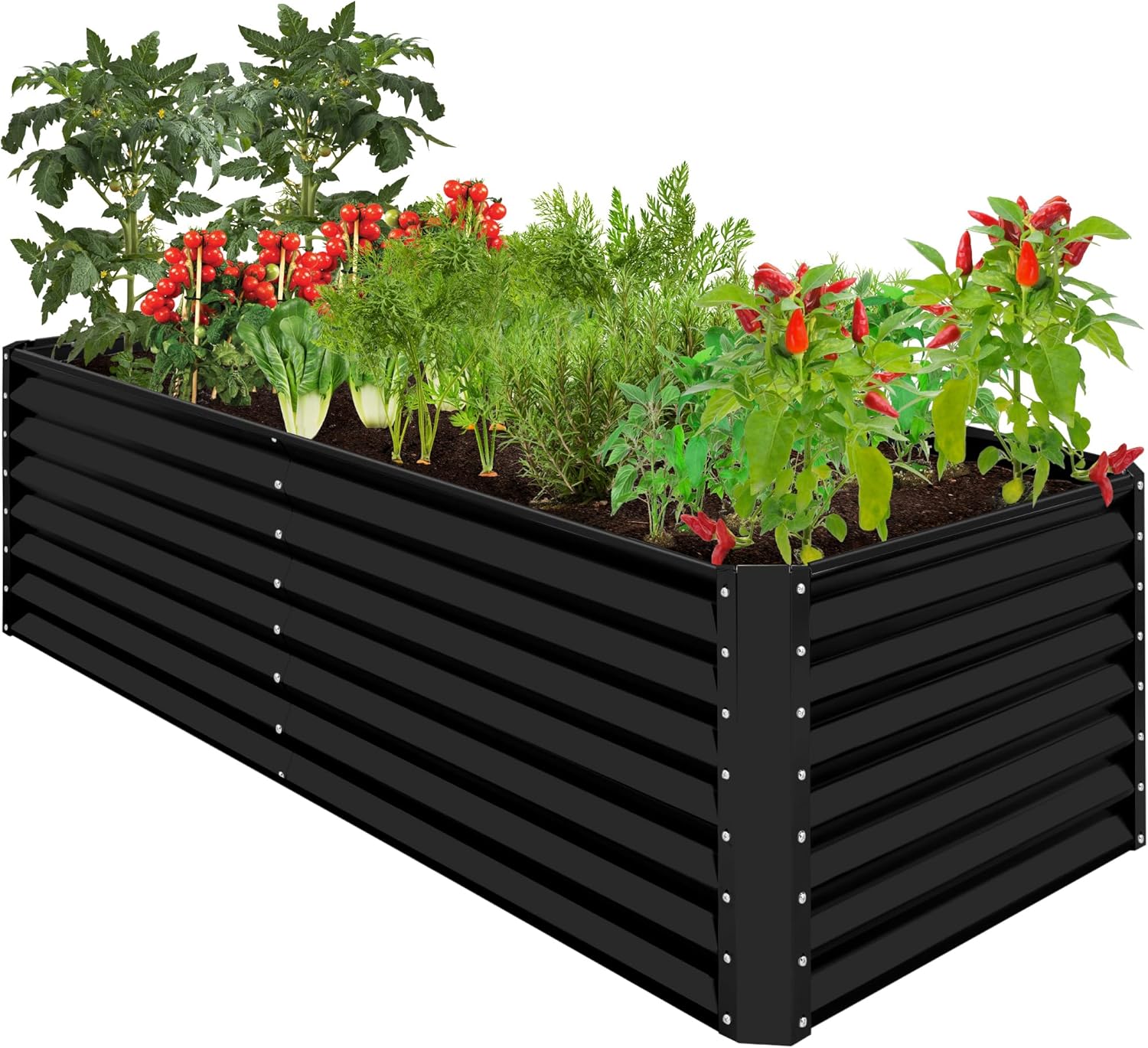 Best Choice Products 8x4x2ft Outdoor Metal Raised Garden Bed, Deep Root Planter Box for Vegetables, Herbs & Flowers, 478-Gallon Capacity, 100% Non Toxic Materials - Gray