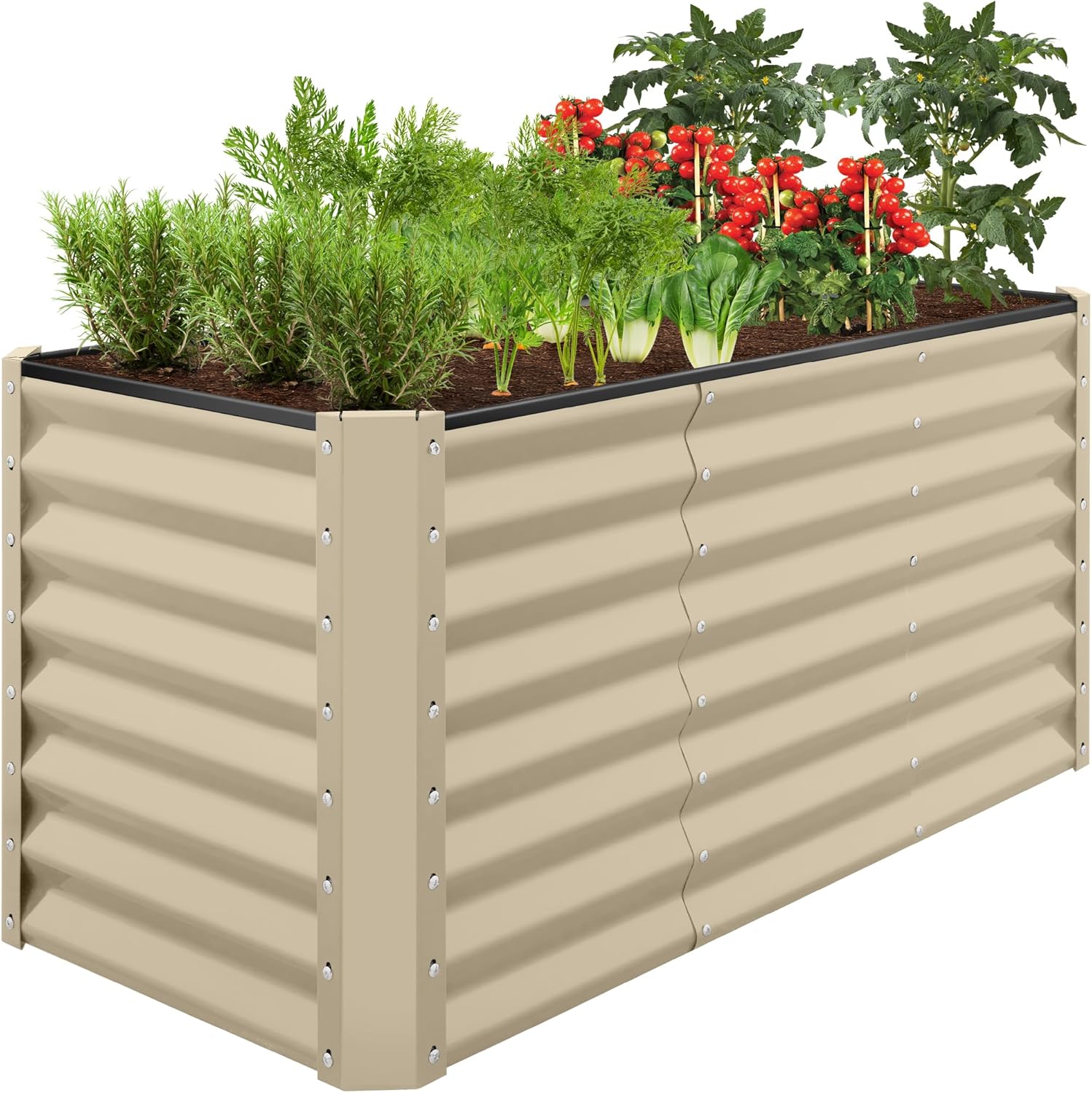 Best Choice Products 8x4x2ft Outdoor Metal Raised Garden Bed, Deep Root Planter Box for Vegetables, Herbs & Flowers, 478-Gallon Capacity, 100% Non Toxic Materials - Gray