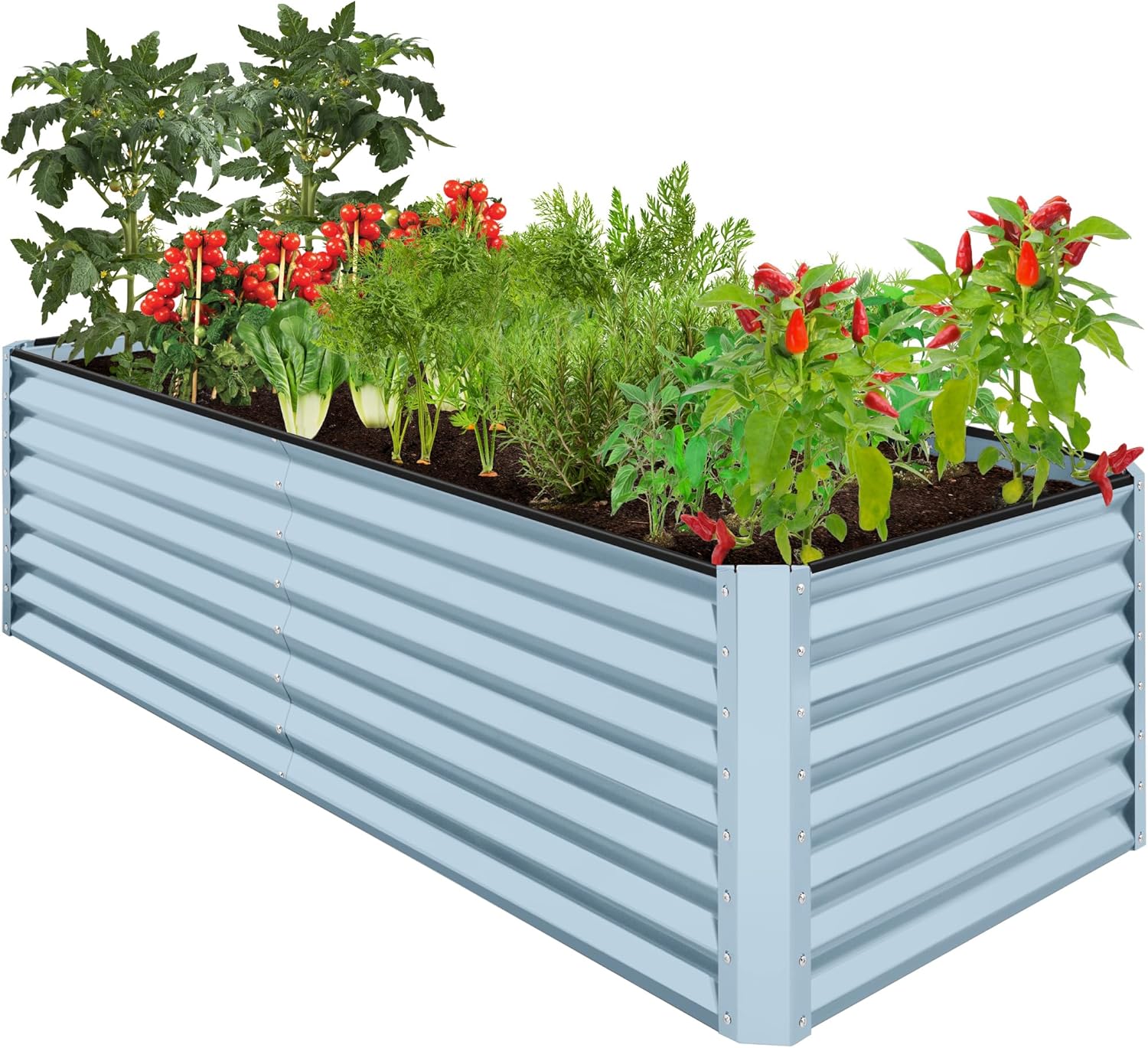Best Choice Products 8x4x2ft Outdoor Metal Raised Garden Bed, Deep Root Planter Box for Vegetables, Herbs & Flowers, 478-Gallon Capacity, 100% Non Toxic Materials - Gray