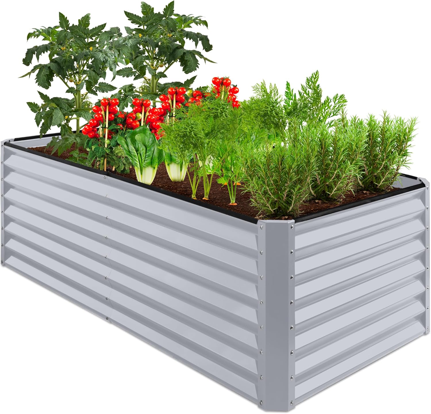 Best Choice Products 8x4x2ft Outdoor Metal Raised Garden Bed, Deep Root Planter Box for Vegetables, Herbs & Flowers, 478-Gallon Capacity, 100% Non Toxic Materials - Gray