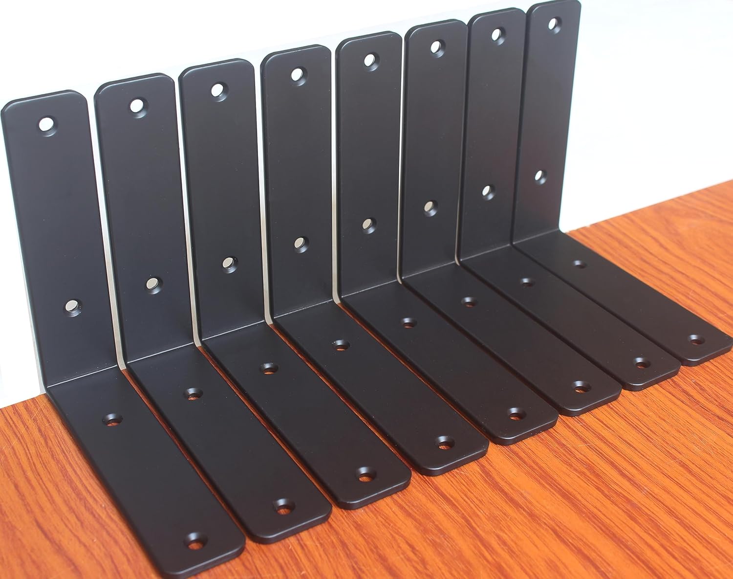 12 Pack - L 8" x H 6" x W1.5, 5mm Thick Black L Shelf Bracket, Iron Shelf Brackets, Metal Shelf Brackets, Floating Shelf, Shelf Supports with Screws