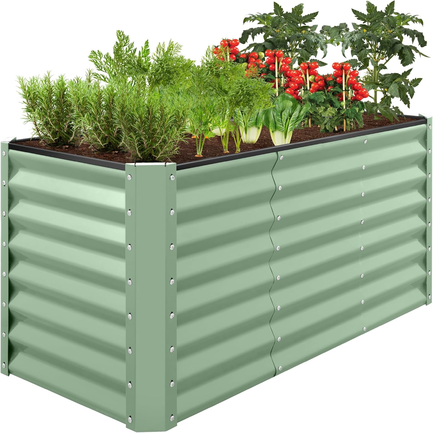 Best Choice Products 8x4x2ft Outdoor Metal Raised Garden Bed, Deep Root Planter Box for Vegetables, Herbs & Flowers, 478-Gallon Capacity, 100% Non Toxic Materials - Gray