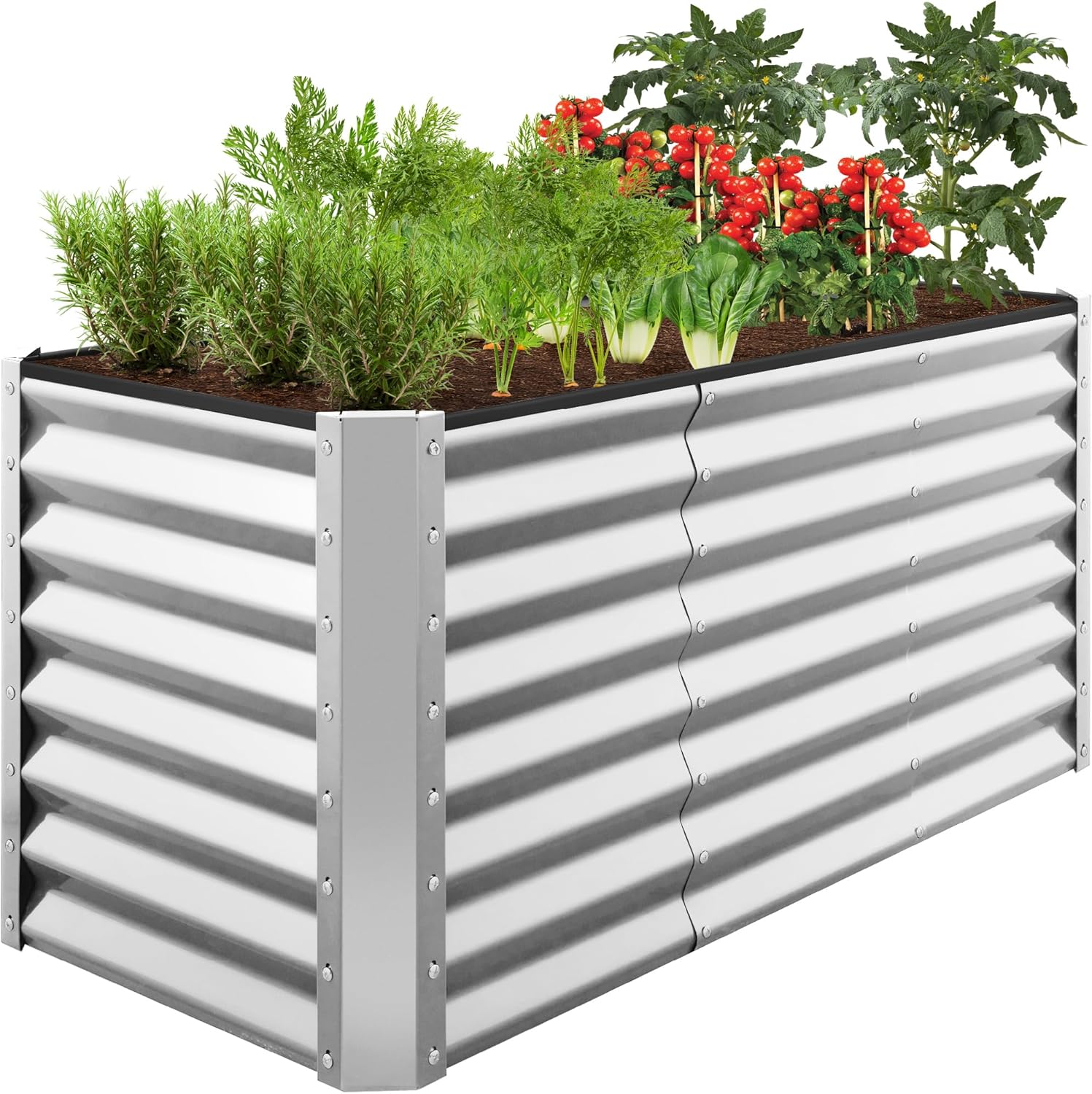 Best Choice Products 8x4x2ft Outdoor Metal Raised Garden Bed, Deep Root Planter Box for Vegetables, Herbs & Flowers, 478-Gallon Capacity, 100% Non Toxic Materials - Gray