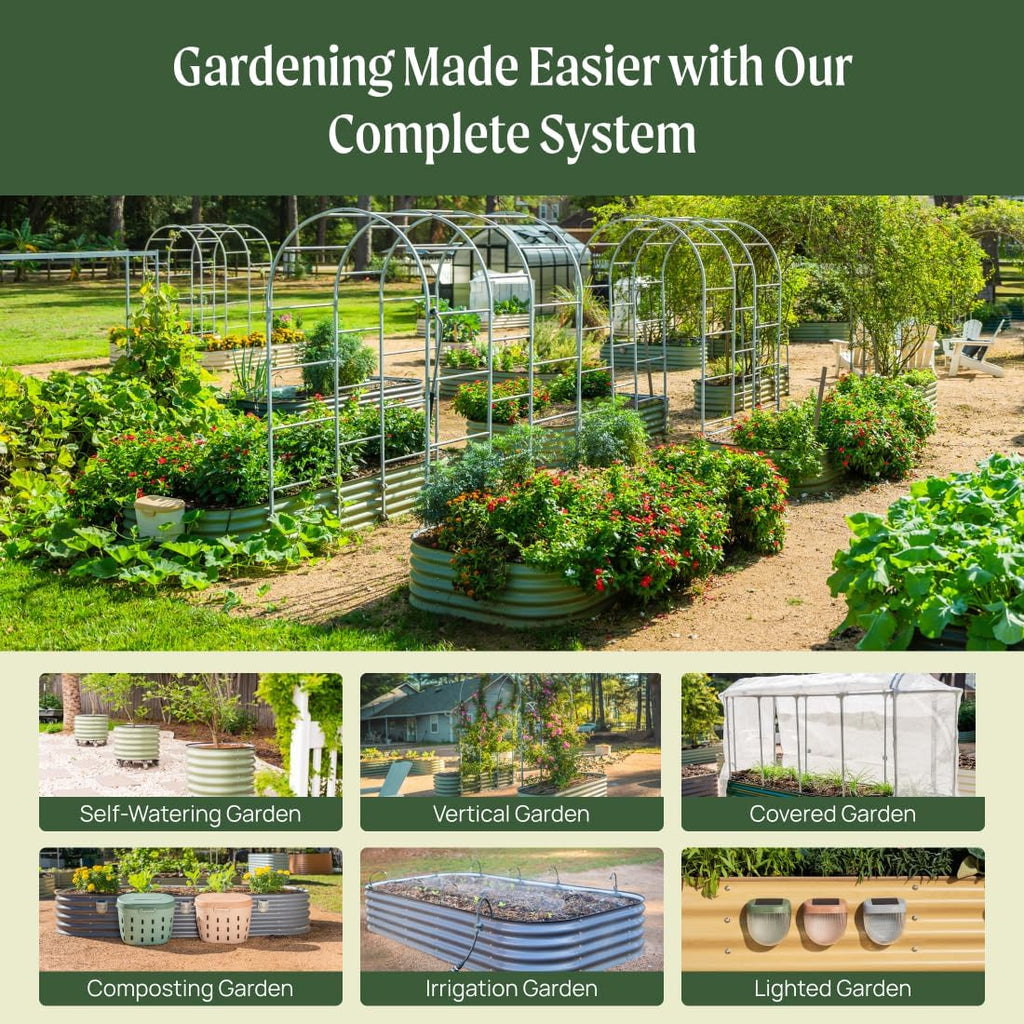 Vego garden Raised Garden Bed Kits, 17" Tall 9 in 1 8ft X 2ft Metal Raised Planter Bed for Vegetables Flowers Ground Planter Box-Olive Green