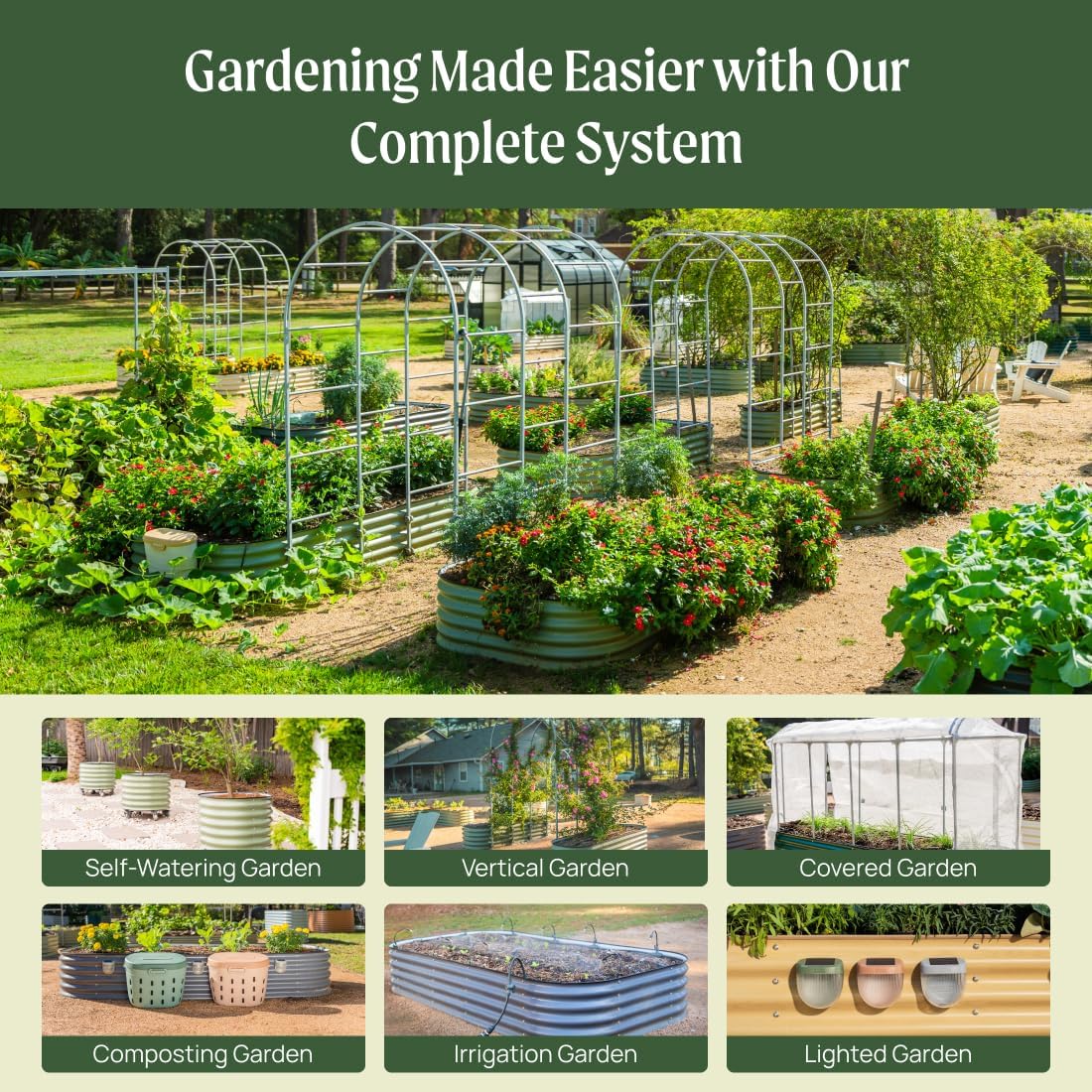 Vego garden Raised Garden Bed Kits, 17" Tall 9 in 1 8ft X 2ft Metal Raised Planter Bed for Vegetables Flowers Ground Planter Box-Olive Green