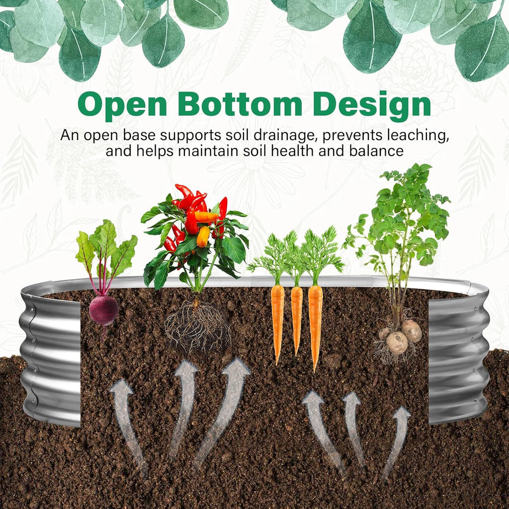 TATAANTY Galvanized Raised Garden Bed for Outdoor: 4X2X1ft Durable Metal Vegetable Plant Container Kit - Oval Planter Box for Gardening Flower Trough （2 Pack）