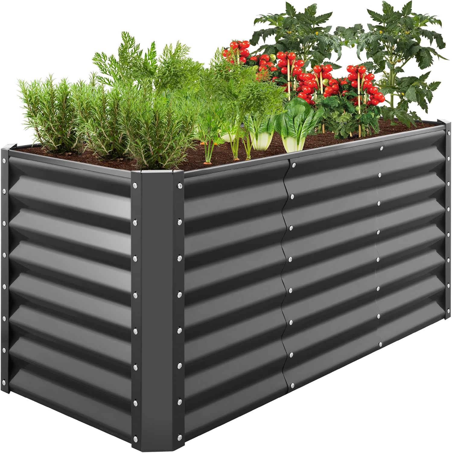 Best Choice Products 8x4x2ft Outdoor Metal Raised Garden Bed, Deep Root Planter Box for Vegetables, Herbs & Flowers, 478-Gallon Capacity, 100% Non Toxic Materials - Gray
