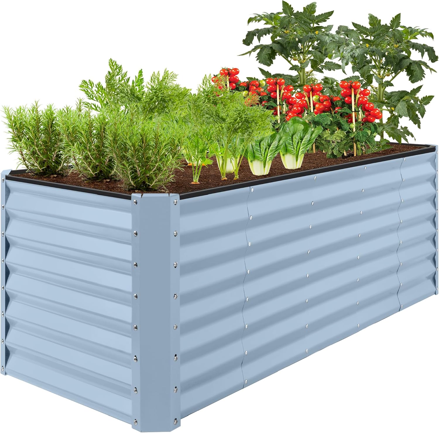 Best Choice Products 8x4x2ft Outdoor Metal Raised Garden Bed, Deep Root Planter Box for Vegetables, Herbs & Flowers, 478-Gallon Capacity, 100% Non Toxic Materials - Gray