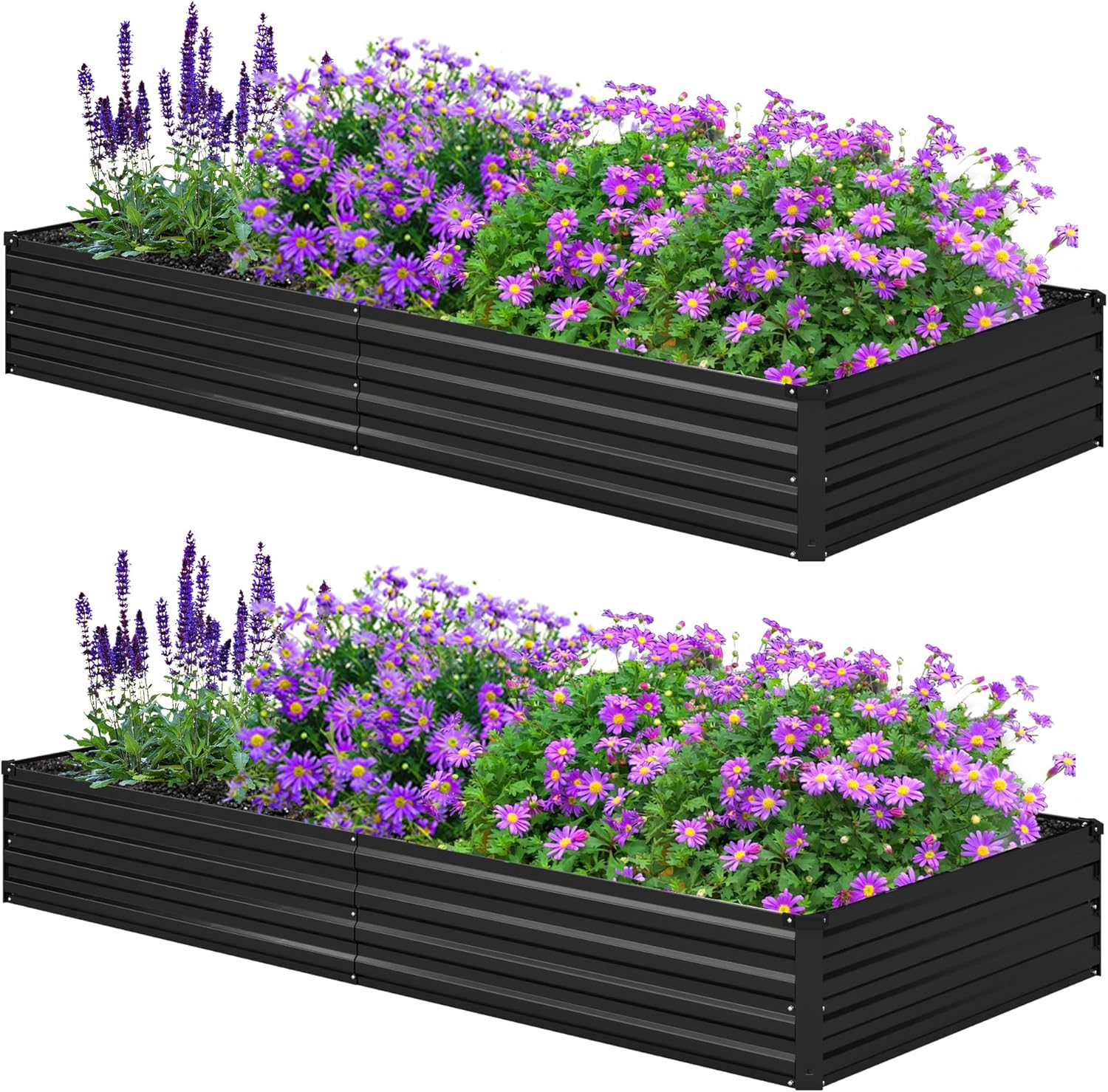 8x4x1ft(2 Pack) Galvanized Raised Garden Bed,Outdoor Planter Box Metal Patio Kit Planting Bed for Vegetables Flowers Herb,Grey