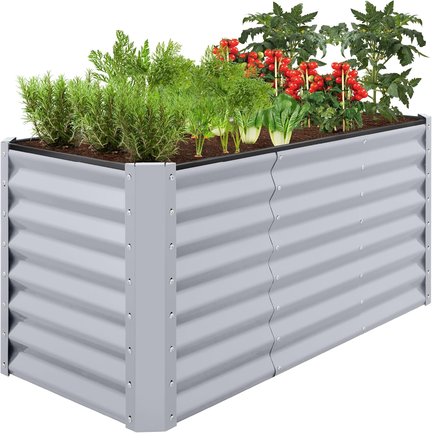 Best Choice Products 8x4x2ft Outdoor Metal Raised Garden Bed, Deep Root Planter Box for Vegetables, Herbs & Flowers, 478-Gallon Capacity, 100% Non Toxic Materials - Gray