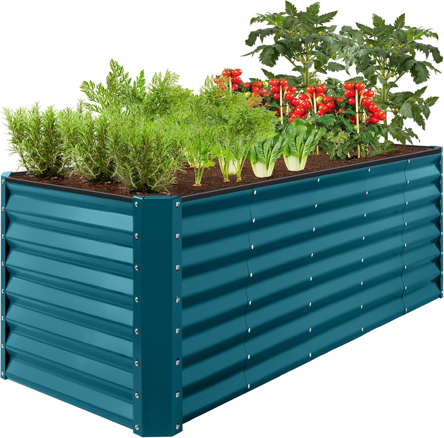 Best Choice Products 8x4x2ft Outdoor Metal Raised Garden Bed, Deep Root Planter Box for Vegetables, Herbs & Flowers, 478-Gallon Capacity, 100% Non Toxic Materials - Gray